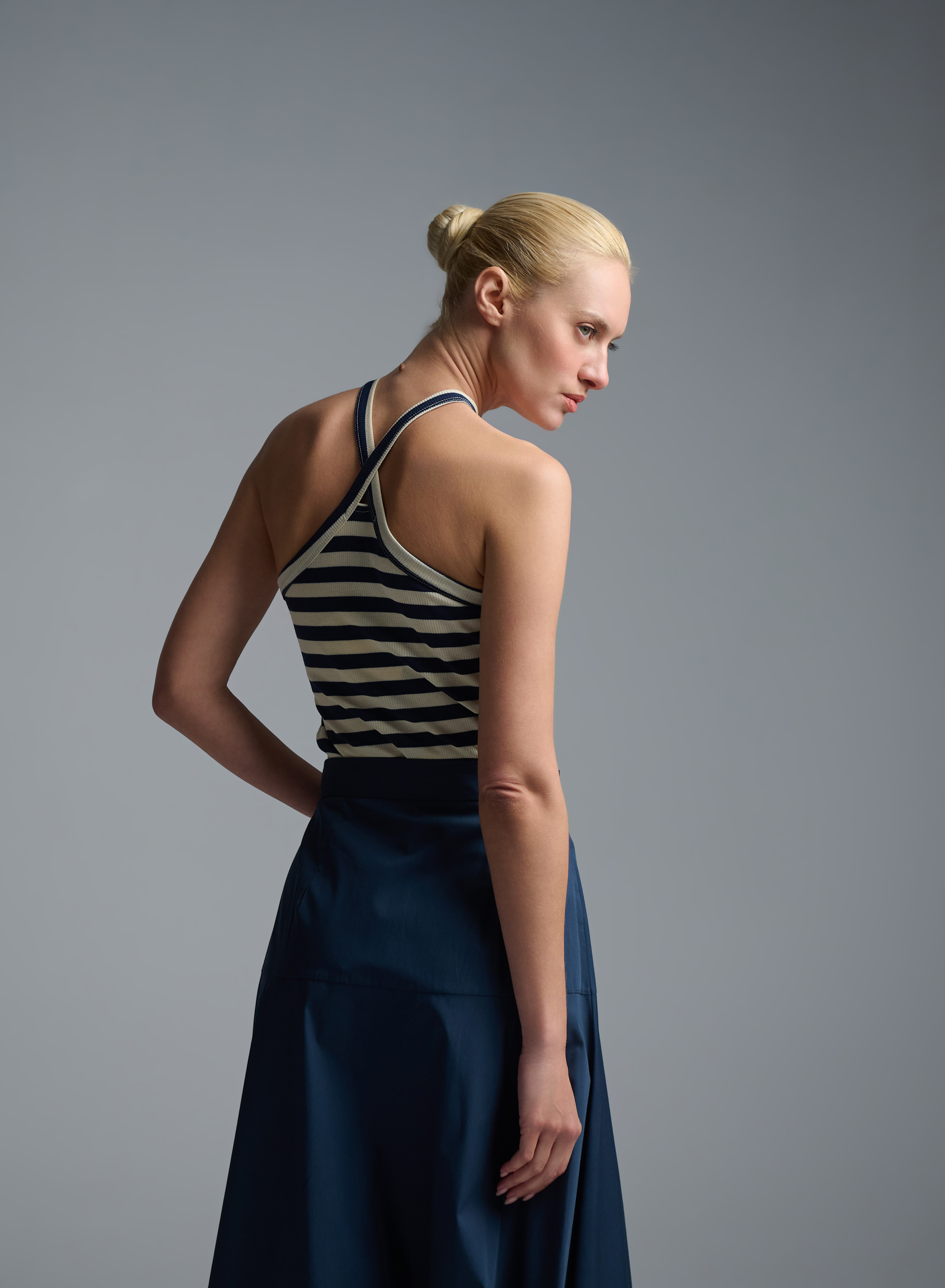 Ecru-Blue Top with stripes Vicolo - 5