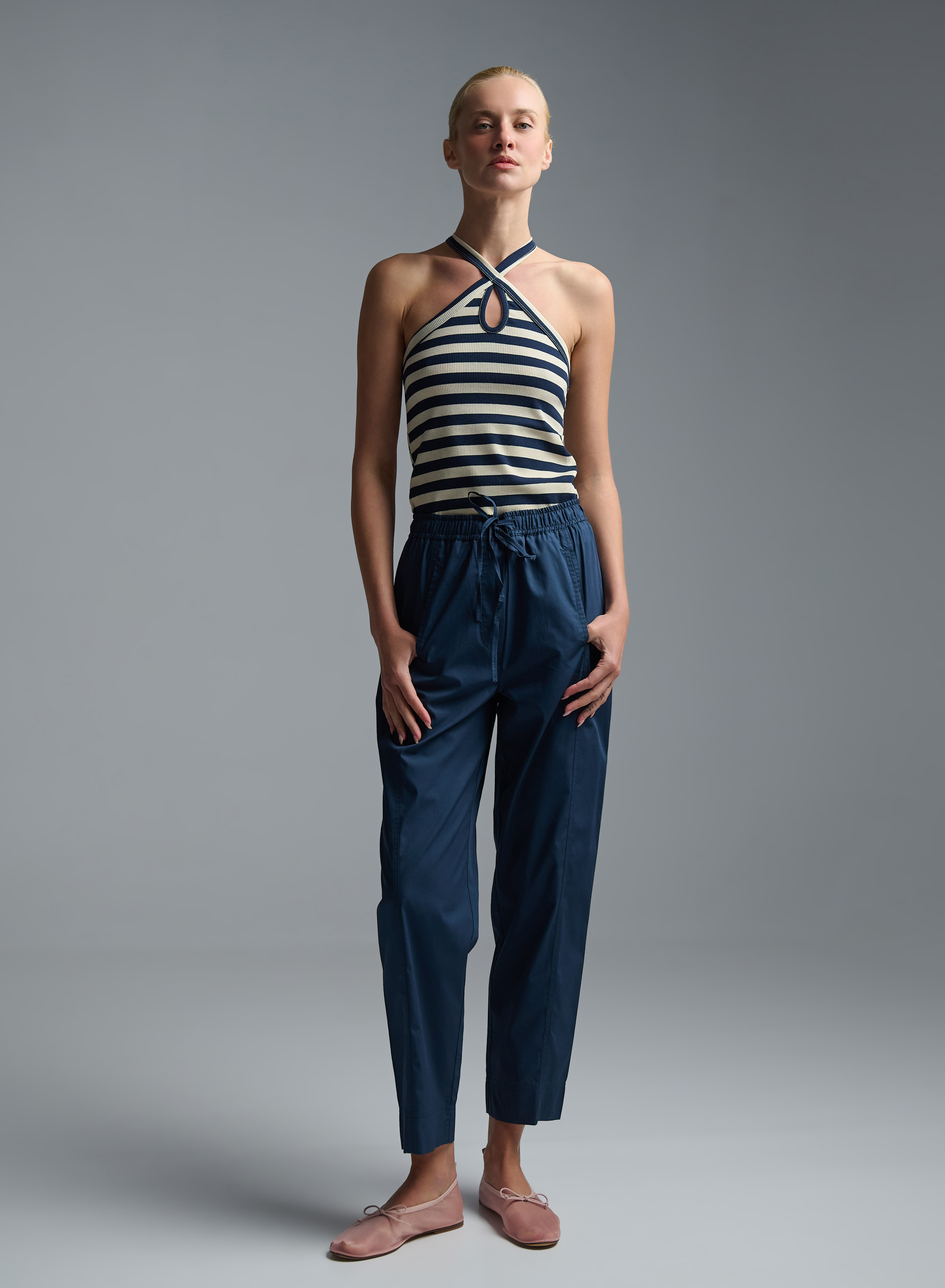 Ecru-Blue Top with stripes Vicolo - 3