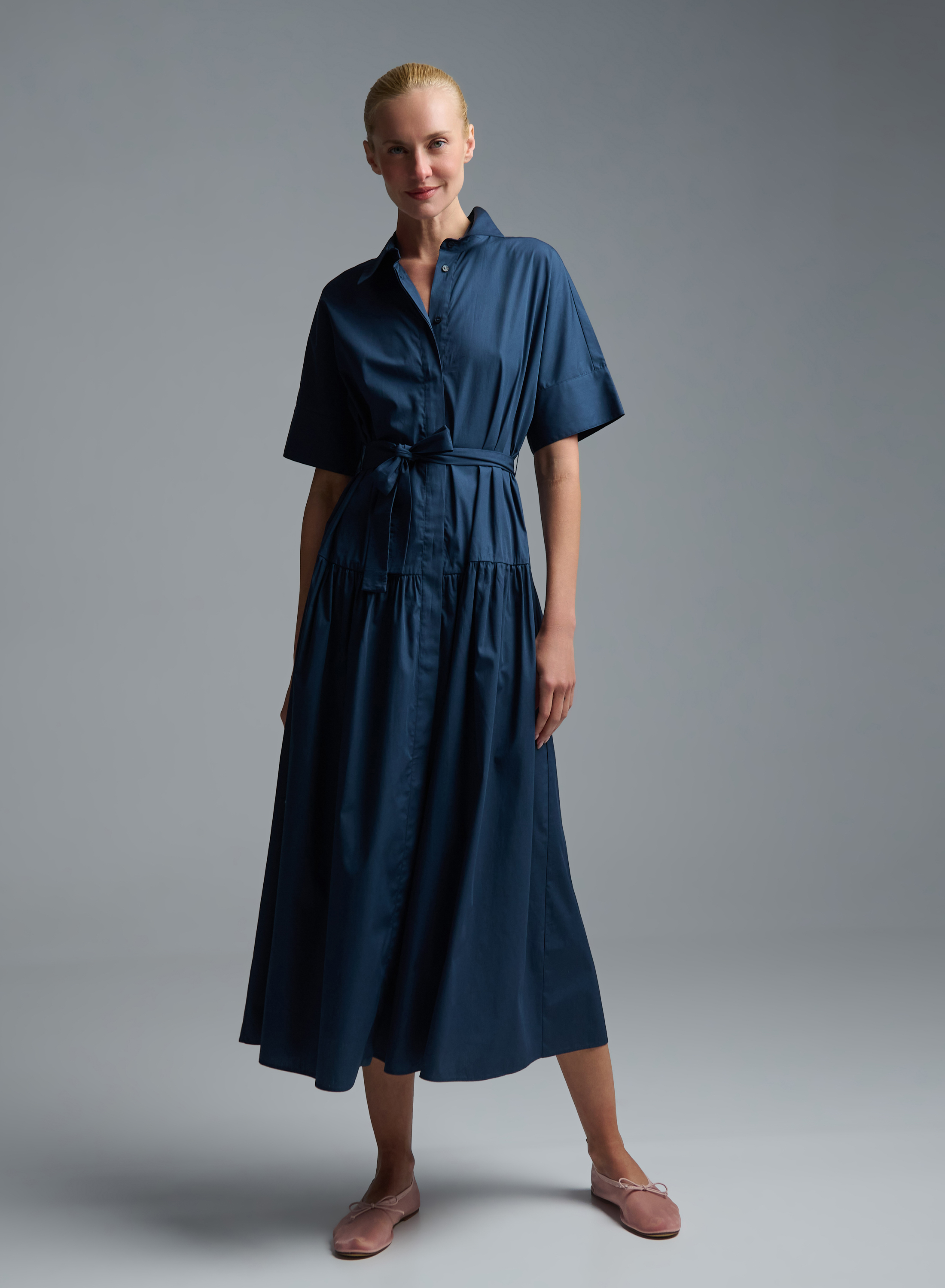 Blue chemisier popline Dress with belt Emme Marella - 1
