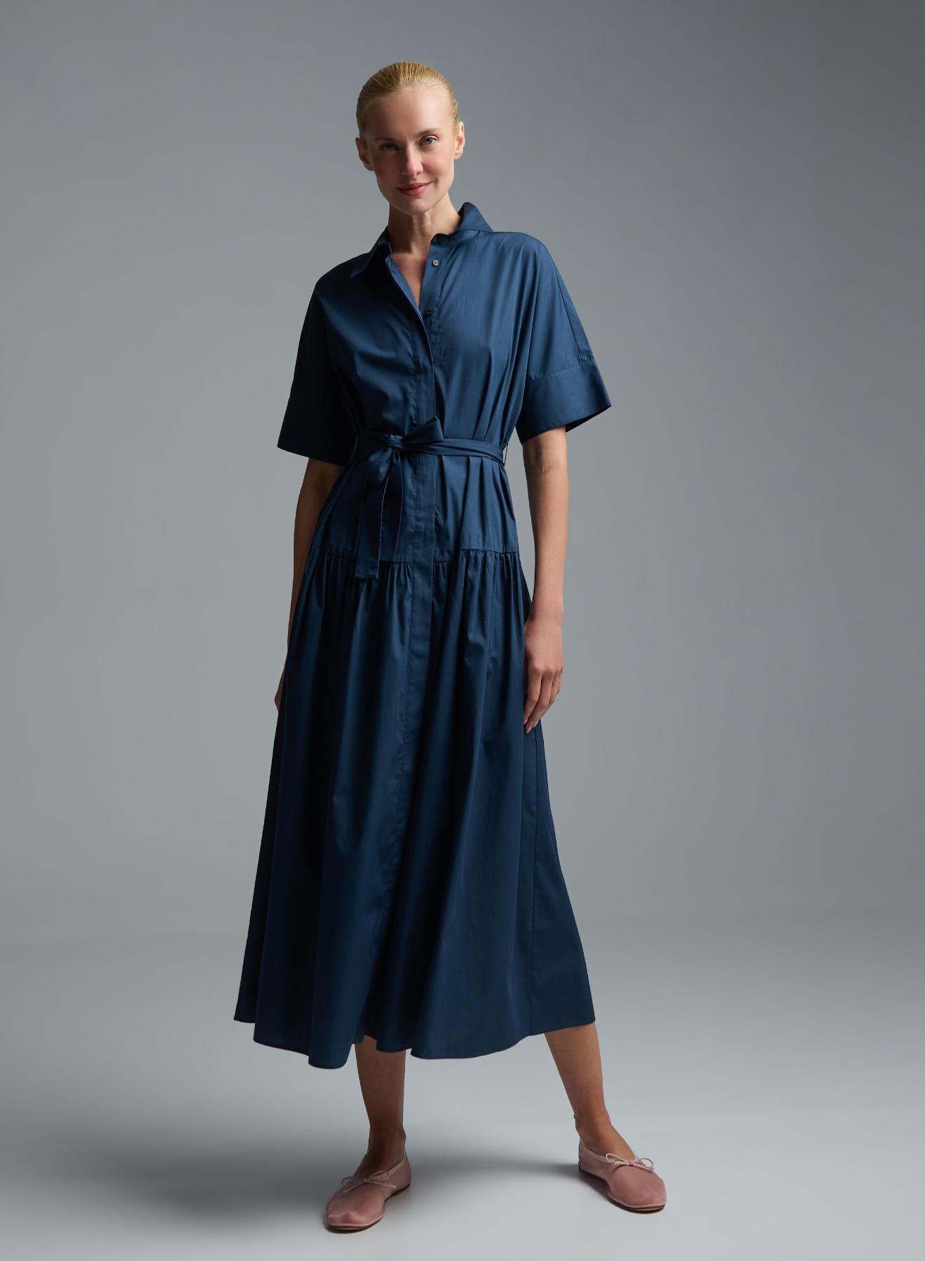 Blue chemisier popline Dress with belt Emme Marella - 2