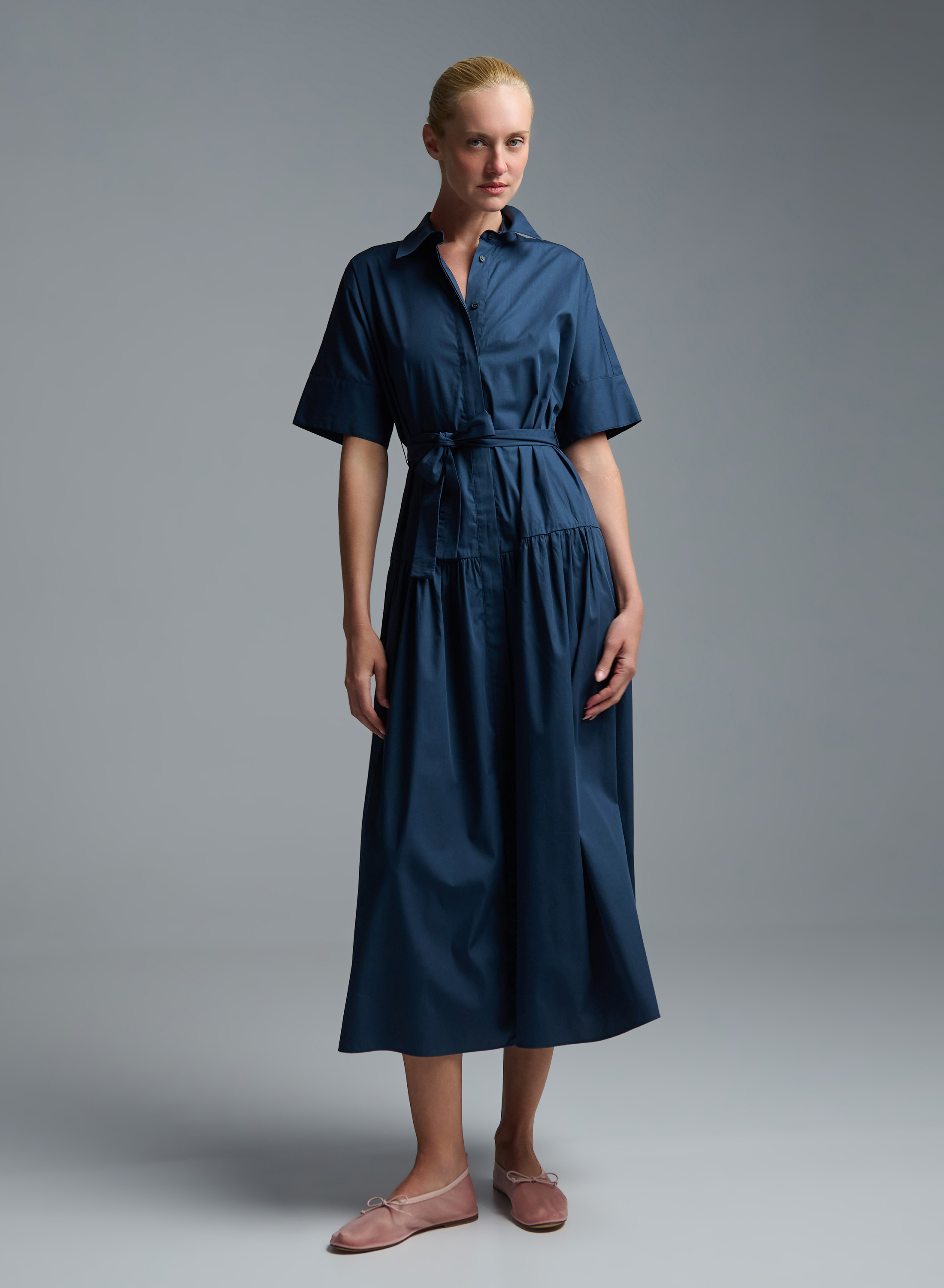 Blue chemisier popline Dress with belt Emme Marella - 2