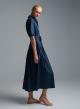Blue chemisier popline Dress with belt Emme Marella-5