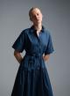 Blue chemisier popline Dress with belt Emme Marella-6