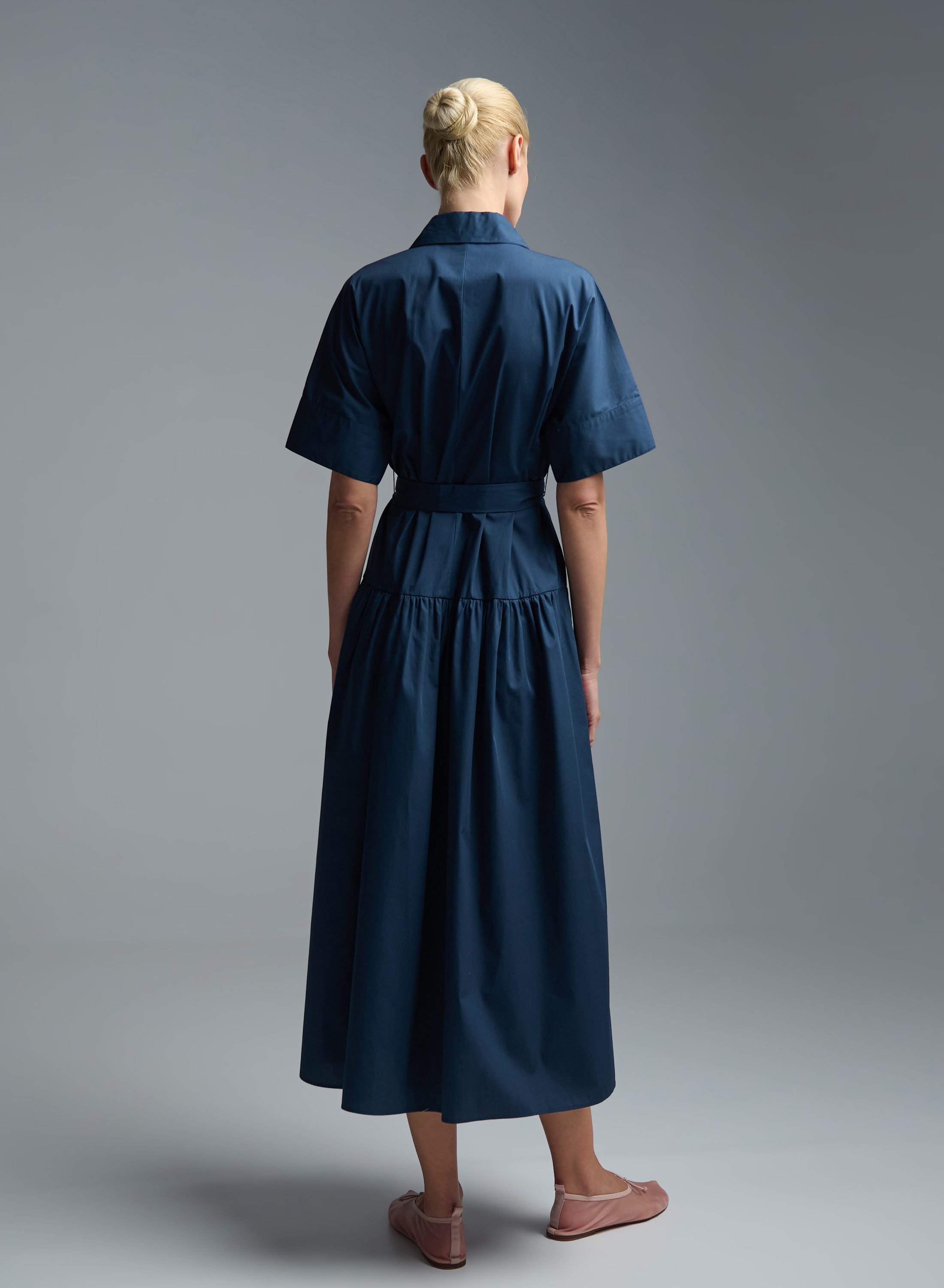 Blue chemisier popline Dress with belt Emme Marella - 7