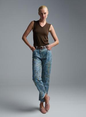 Chocolate sleeveless Top with V neckline Imperial - 61083