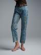 Blue denim Trousers with paisley print and with belt Motel - 2