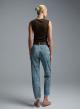 Blue denim Trousers with paisley print and with belt Motel - 3