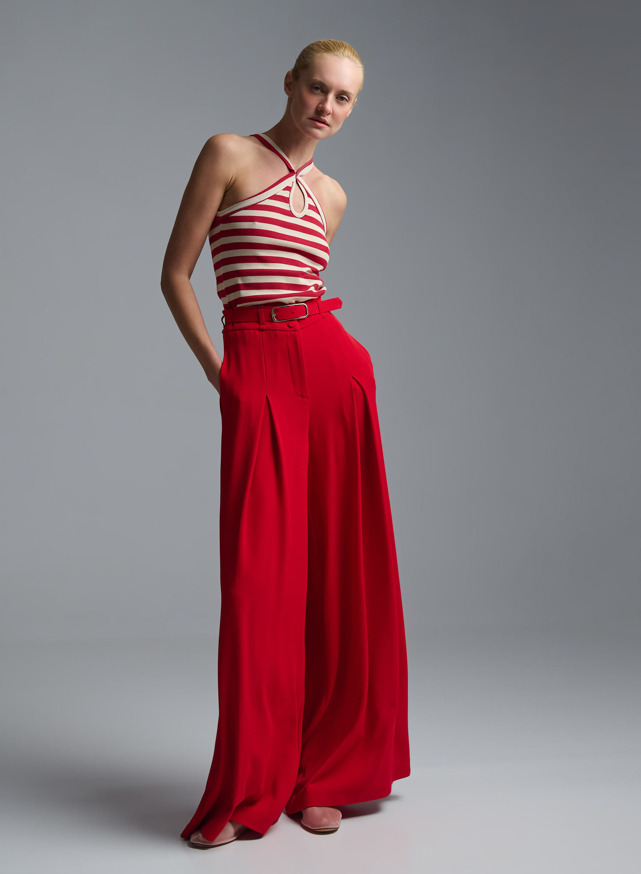 White-Red Top with stripes Vicolo - 1