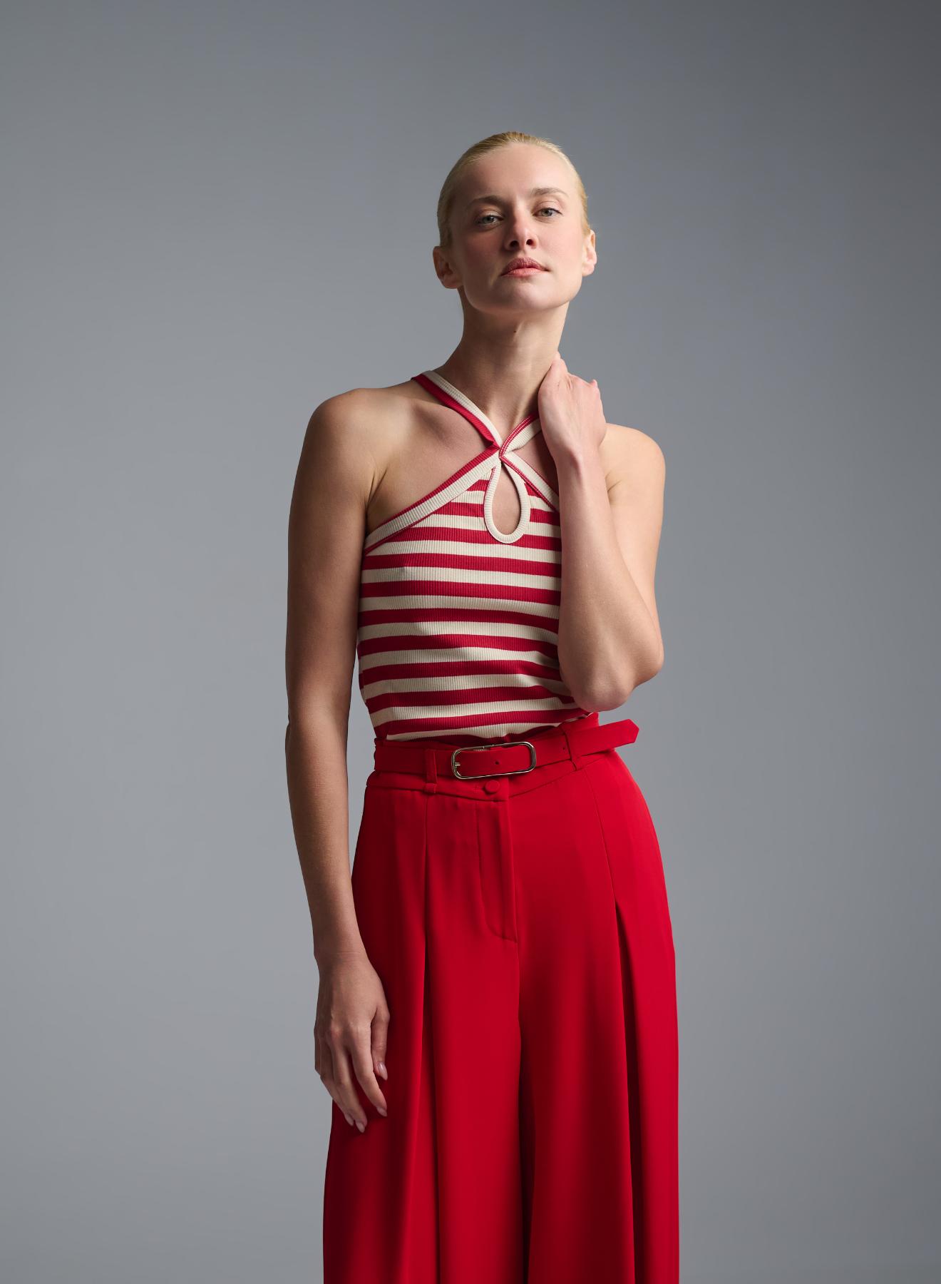 White-Red Top with stripes Vicolo - 1