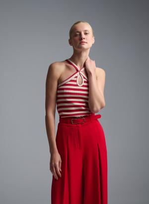 White-Red Top with stripes Vicolo - 61109