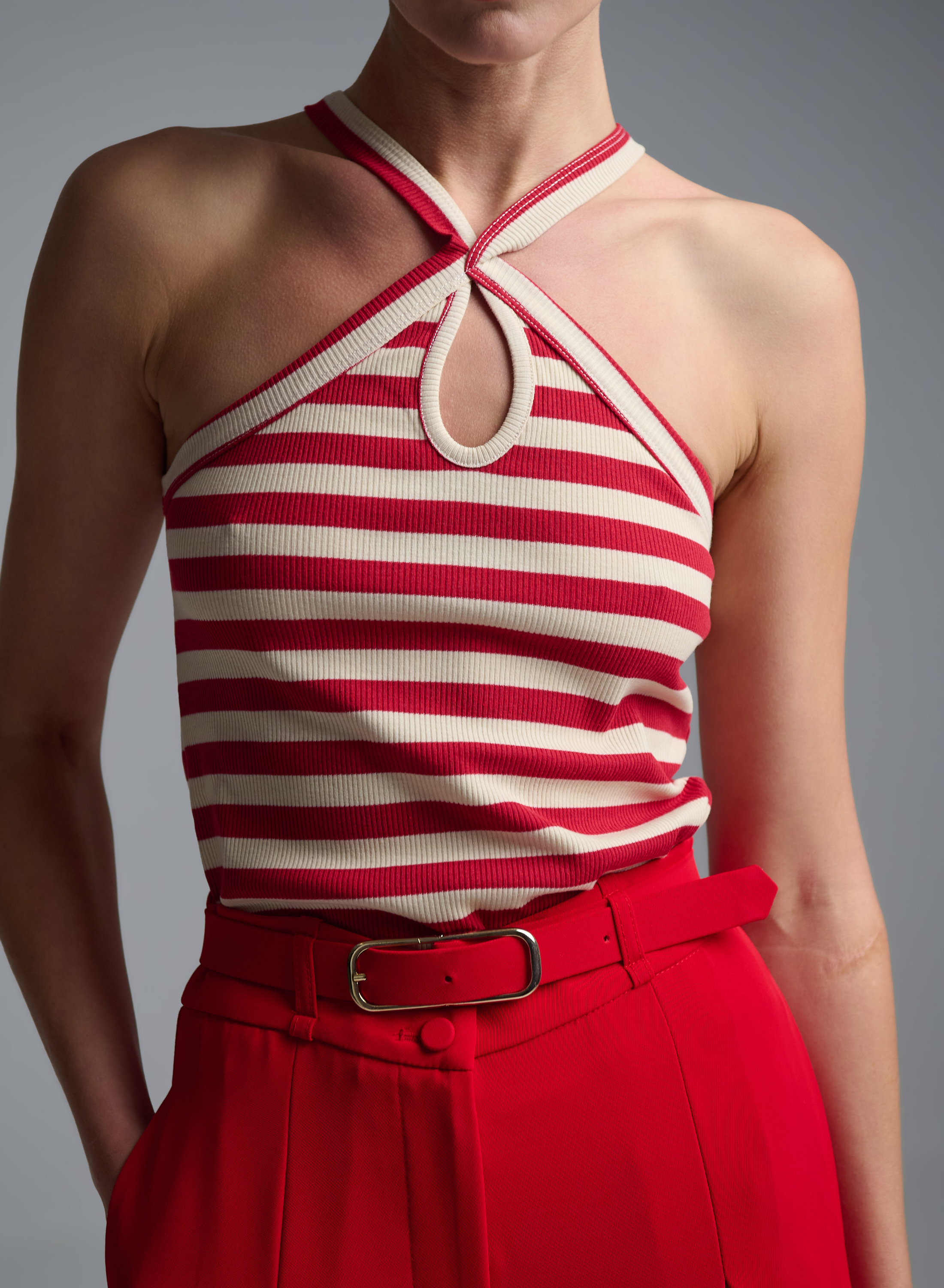 White-Red Top with stripes Vicolo - 2