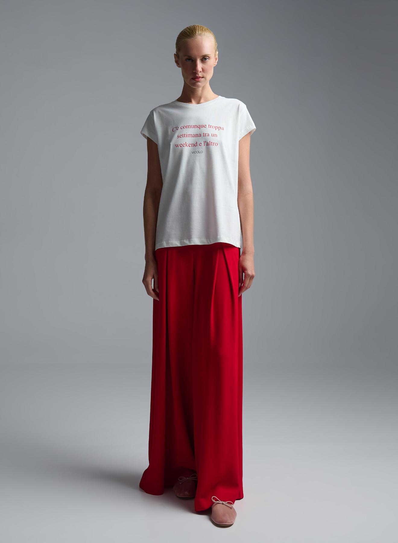 White printed cotton T-Shirt Vicolo - 3
