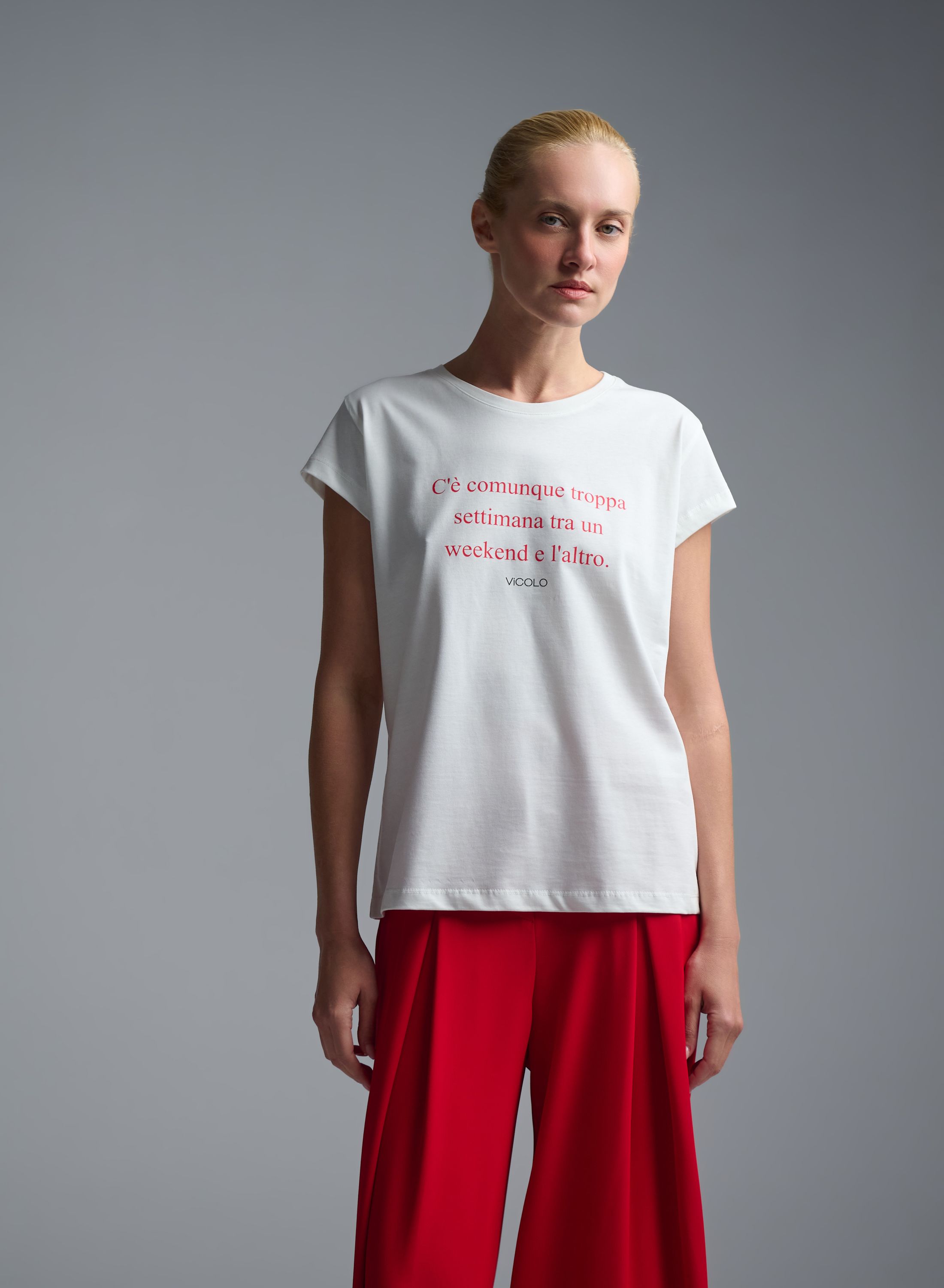 White printed cotton T-Shirt Vicolo - 1