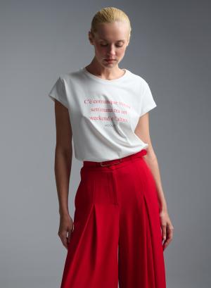 White printed cotton T-Shirt Vicolo - 61128