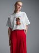 White printed cotton T-Shirt with rhinestones Vicolo - 0