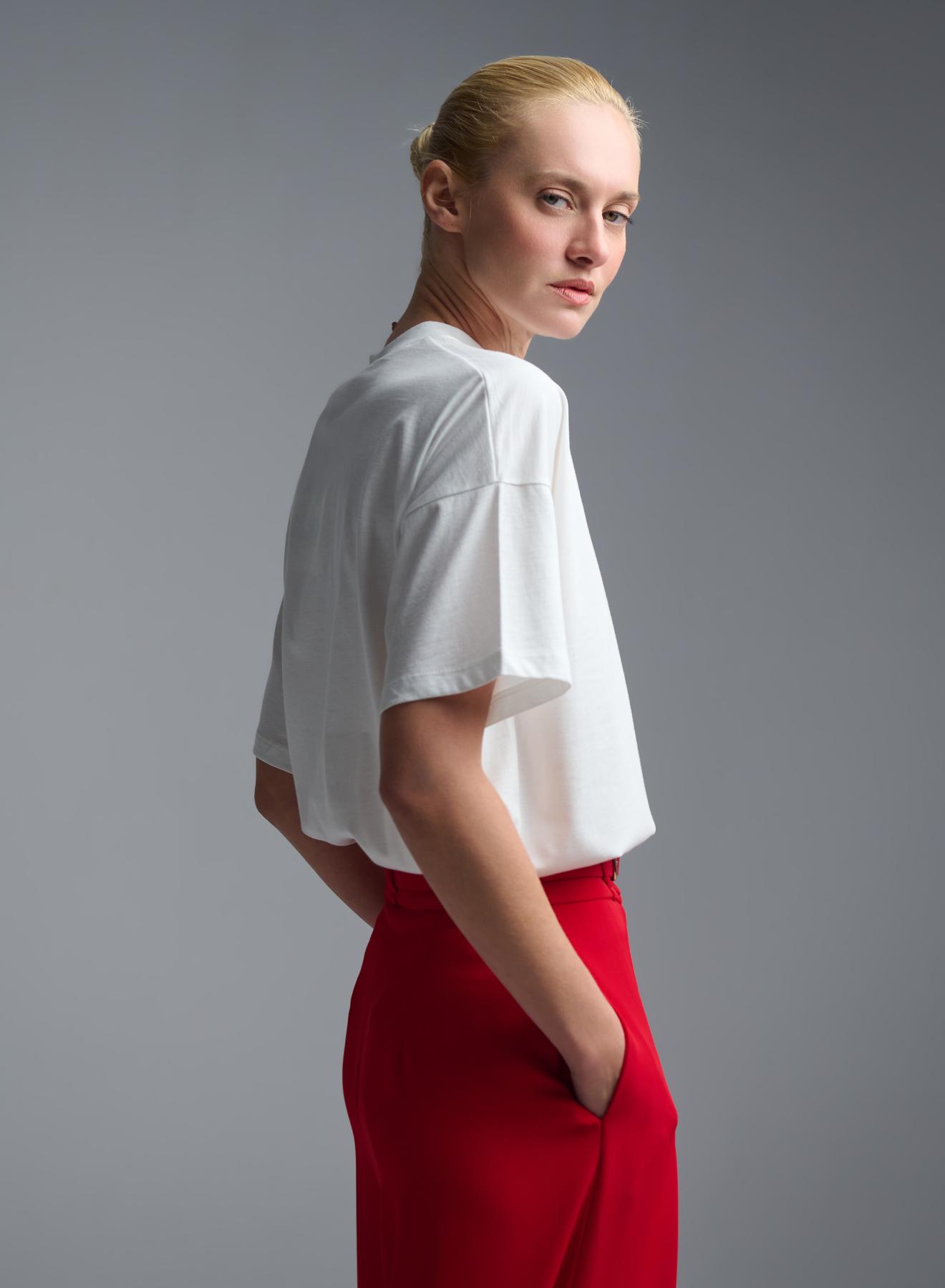 White printed cotton T-Shirt with rhinestones Vicolo - 4