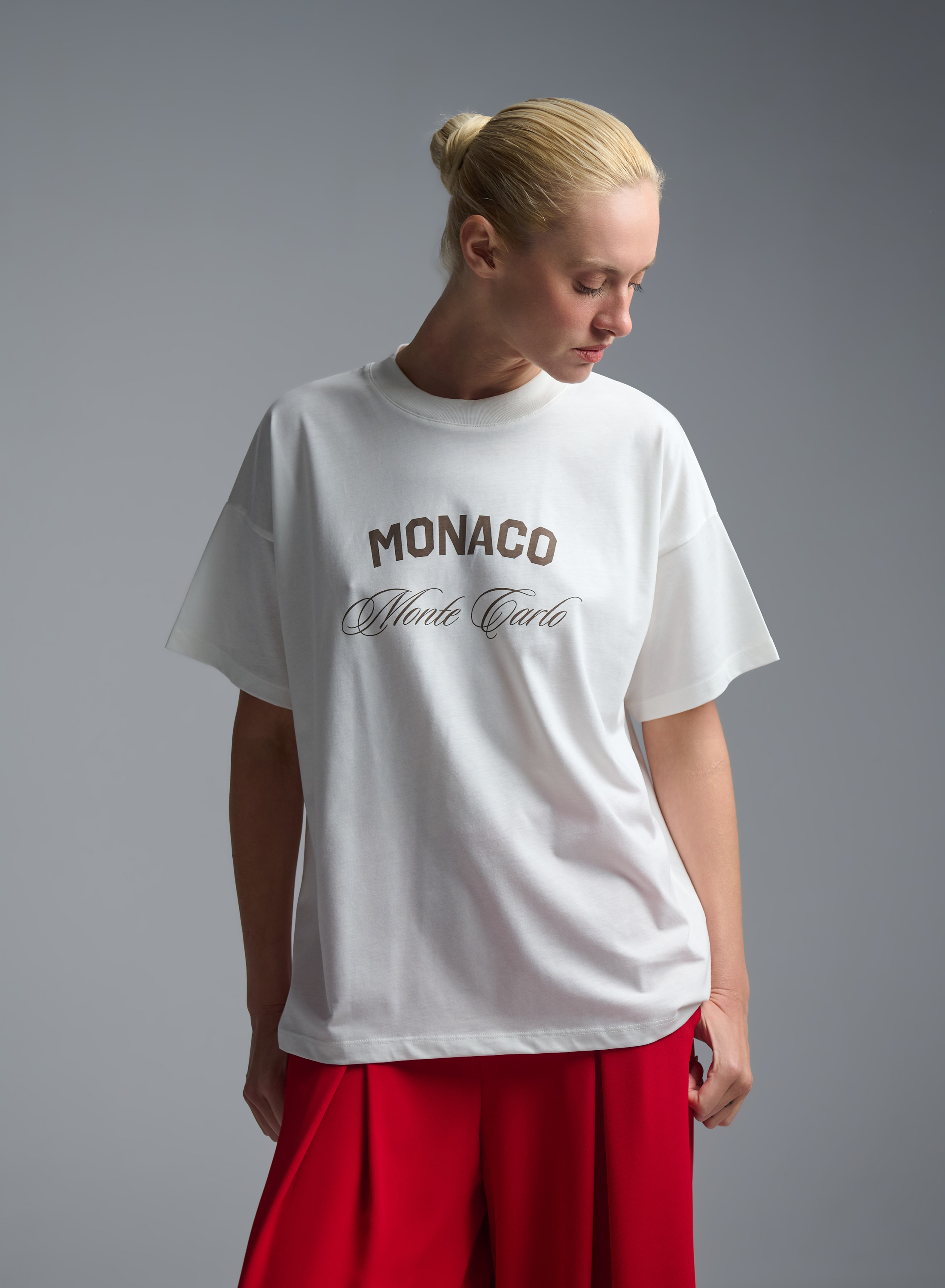 White cotton T-Shirt with print Monaco Vicolo - 1