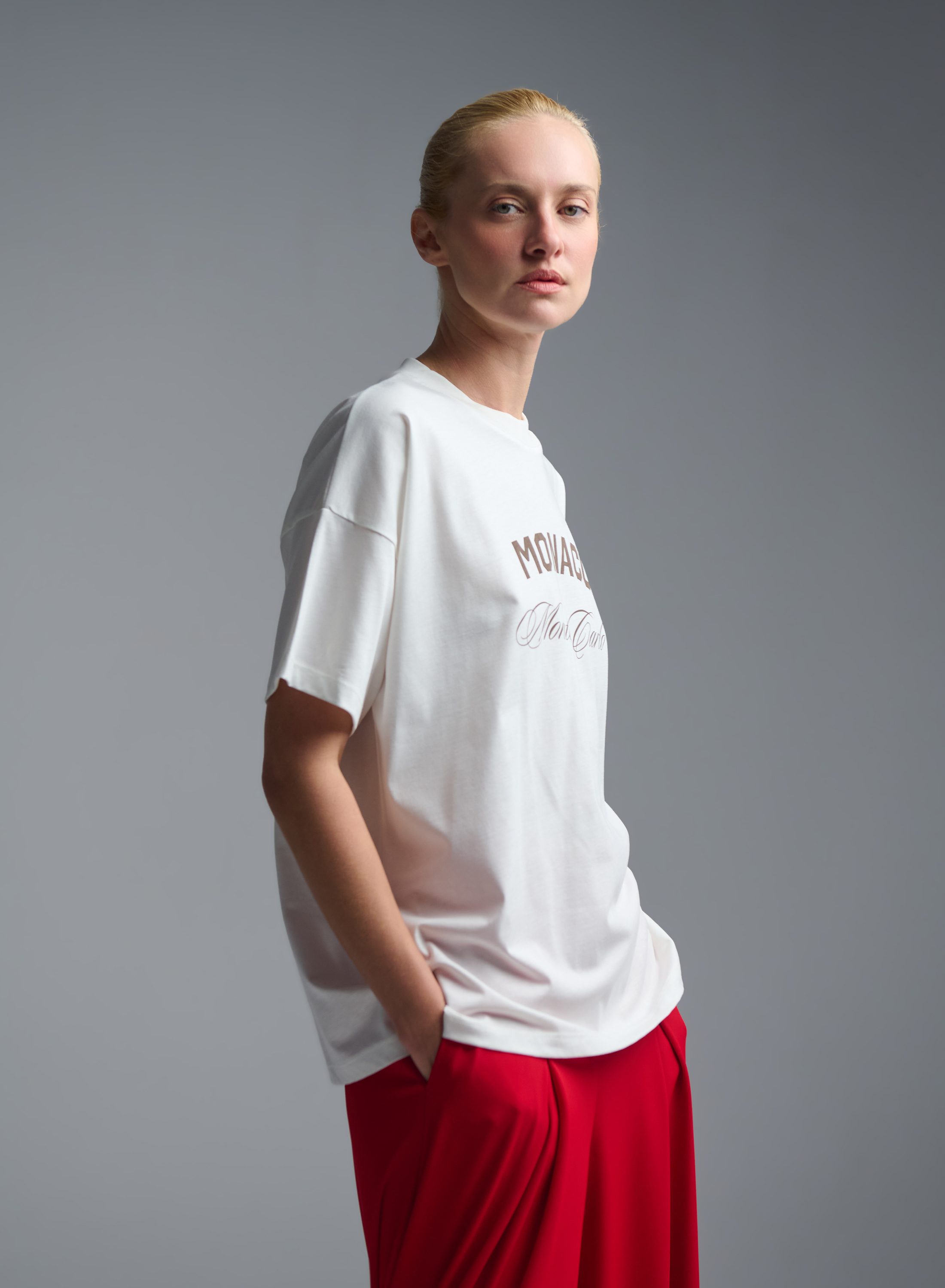 White cotton T-Shirt with print Monaco Vicolo - 2