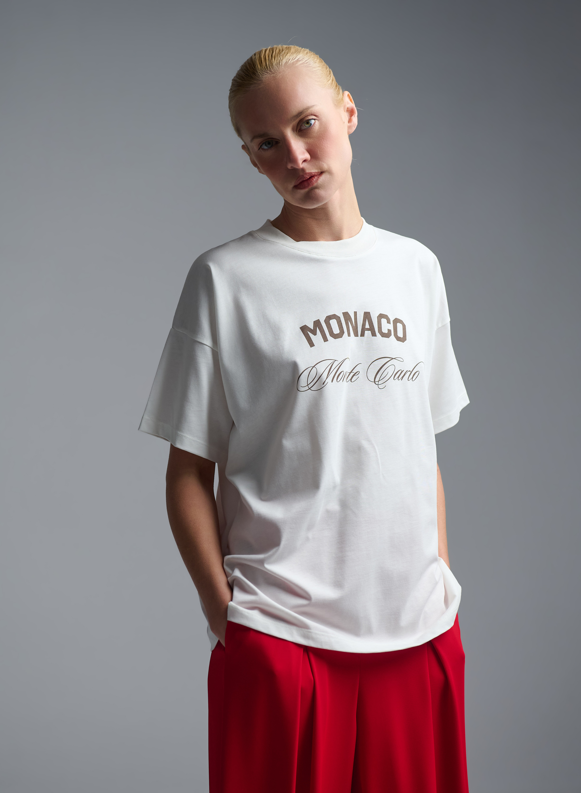 White cotton T-Shirt with print Monaco Vicolo - 4