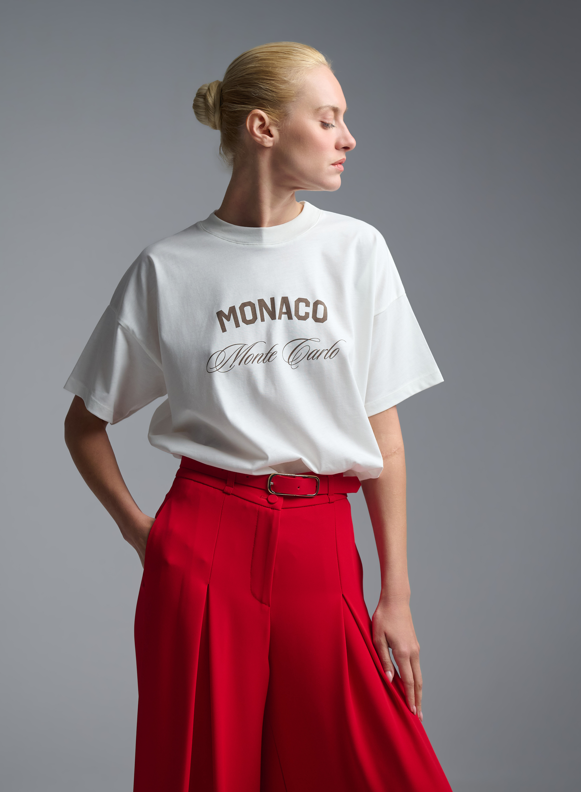 White cotton T-Shirt with print Monaco Vicolo - 5