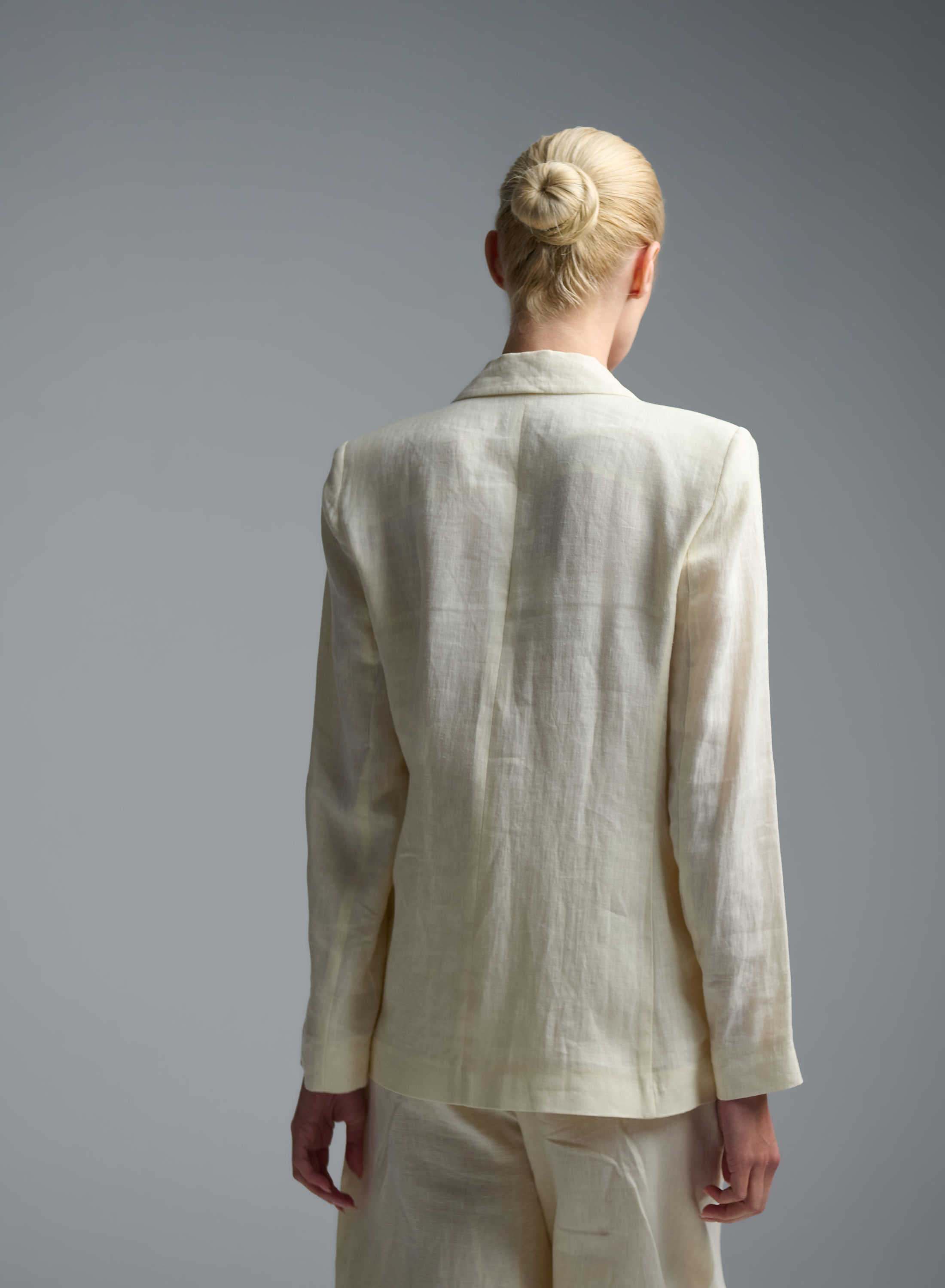 Ecru linen single buttoned Denim Jacket Emme Marella - 8