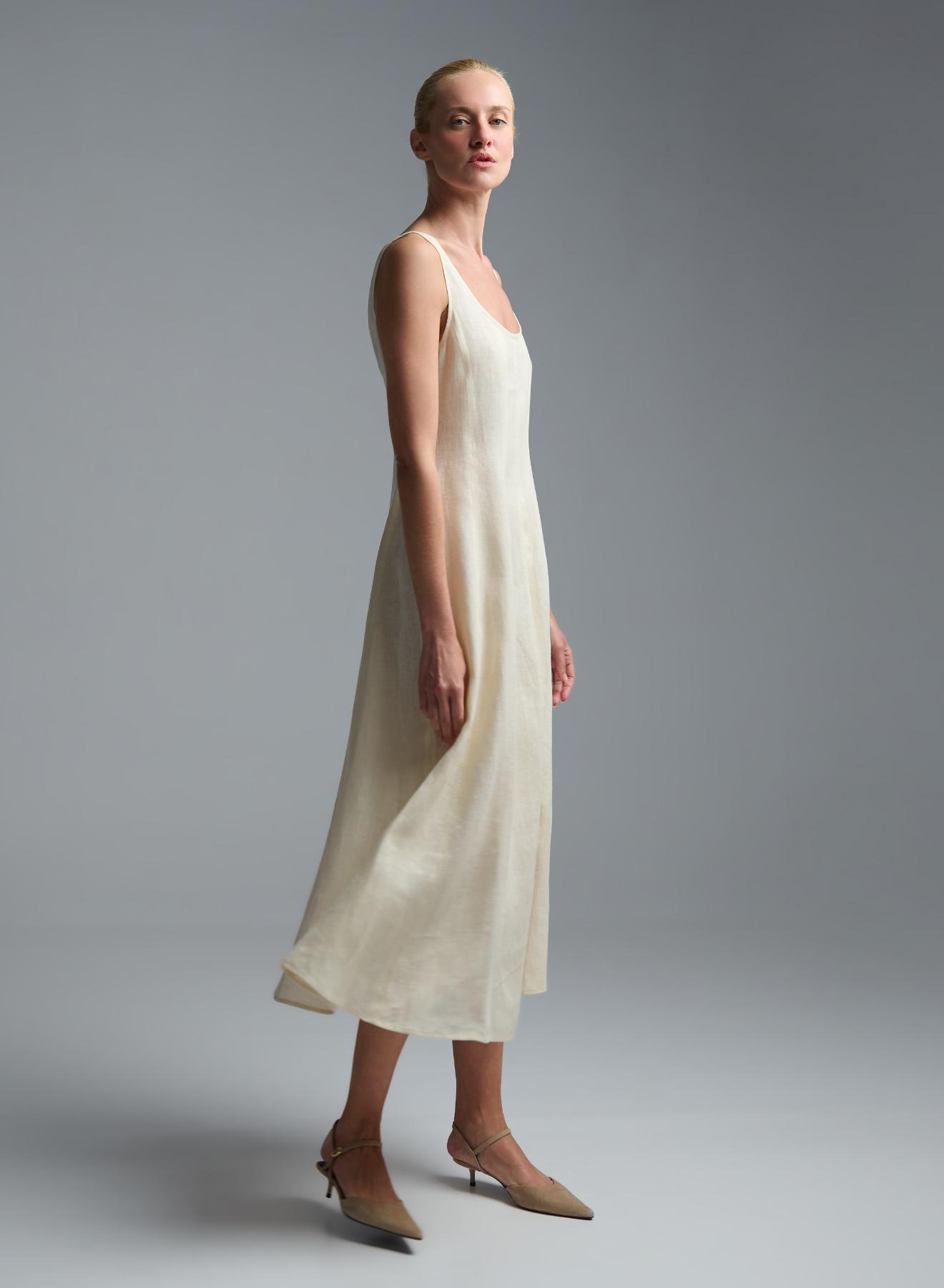 Ecru linen Dress Emme Marella - 3