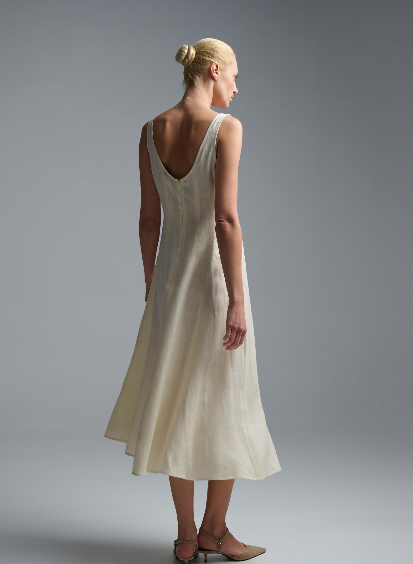 Ecru linen Dress Emme Marella - 5