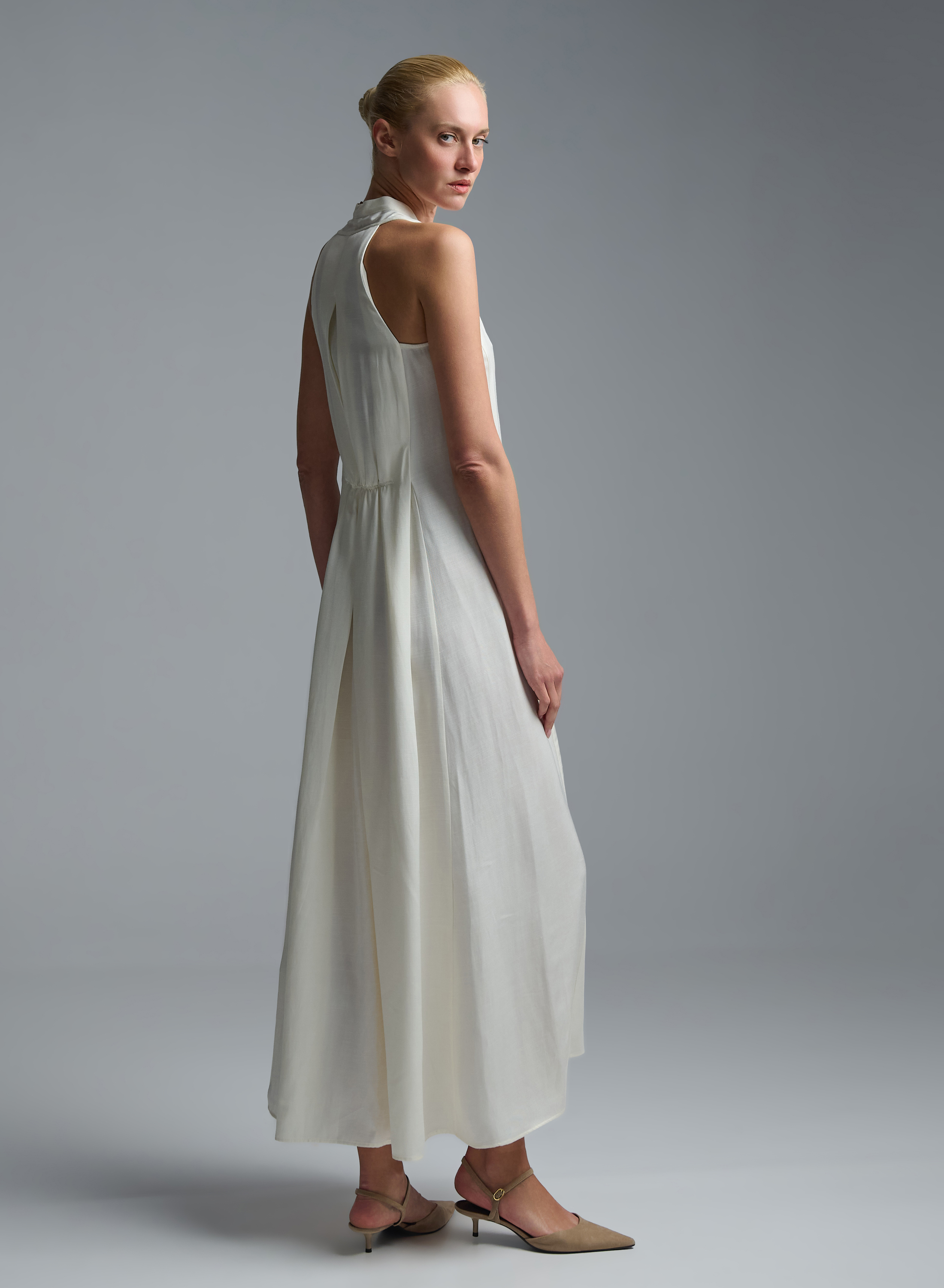 Ecru sleeveless Dress with front buttons closure Emme Marella - 6