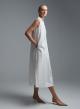White sleeveless popline Dress with side slits, V neckline and with lapel collar "MYLOS" Devotion Twins - 1