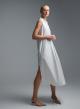 White sleeveless popline Dress with side slits, V neckline and with lapel collar "MYLOS" Devotion Twins-5