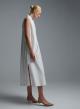 White sleeveless popline Dress with side slits, V neckline and with lapel collar "MYLOS" Devotion Twins-6