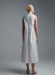 White sleeveless popline Dress with side slits, V neckline and with lapel collar "MYLOS" Devotion Twins-7