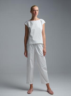 White poplin Pants with elasticated waistband and with drawstring "GLOWBLUST" Devotion Twins - 61468