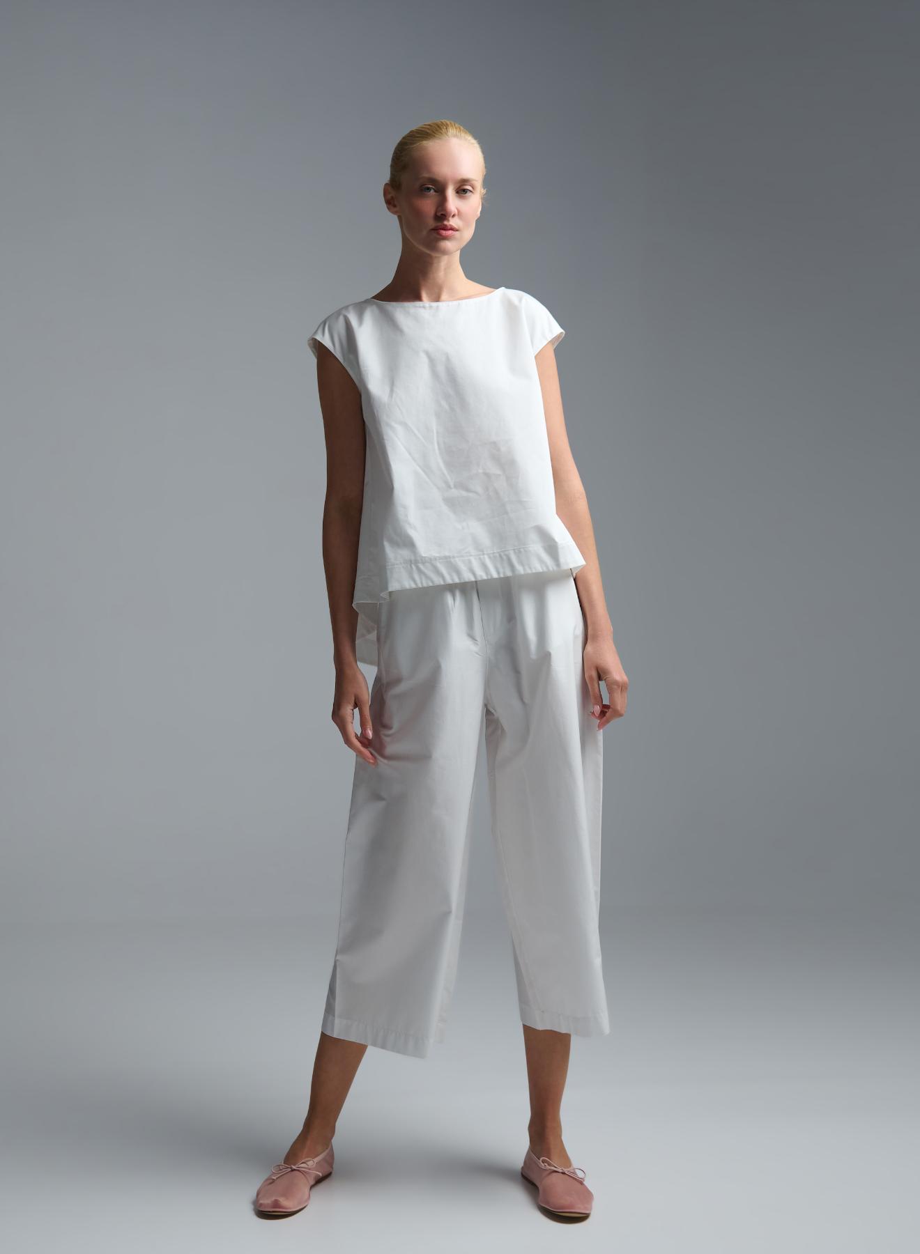 White popline cropped Pants with elasticated waistband  "RADIANCE" Devotion Twins - 2