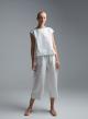 White popline cropped Pants with elasticated waistband  "RADIANCE" Devotion Twins - 1