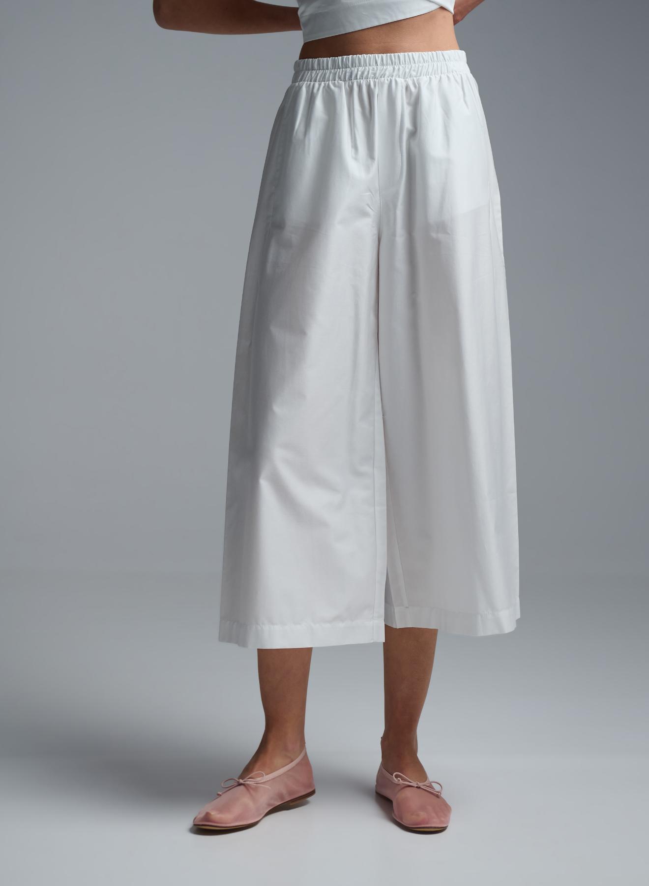 White popline cropped Pants with elasticated waistband  "RADIANCE" Devotion Twins - 5
