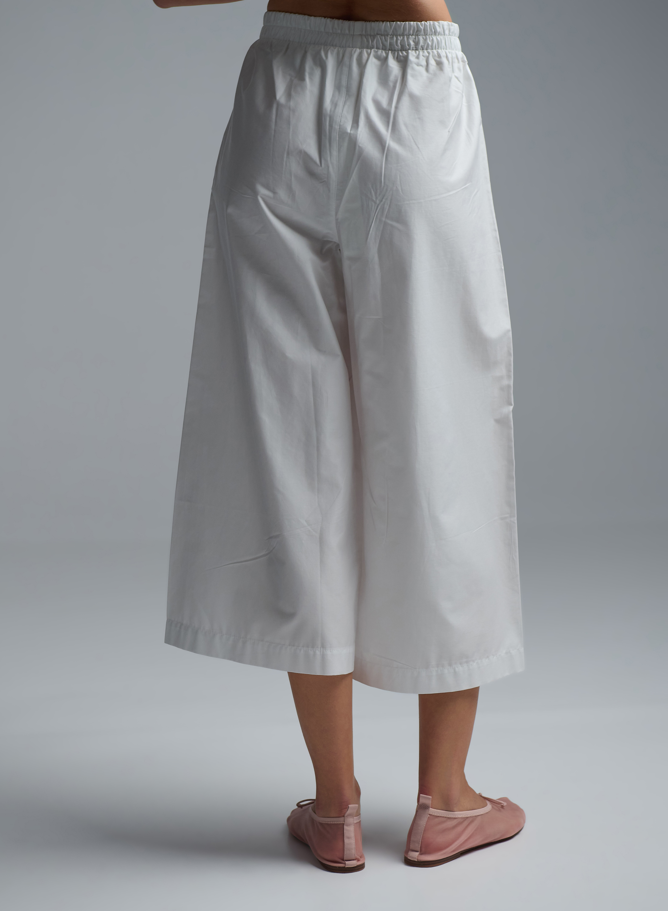 White popline cropped Pants with elasticated waistband  "RADIANCE" Devotion Twins - 5