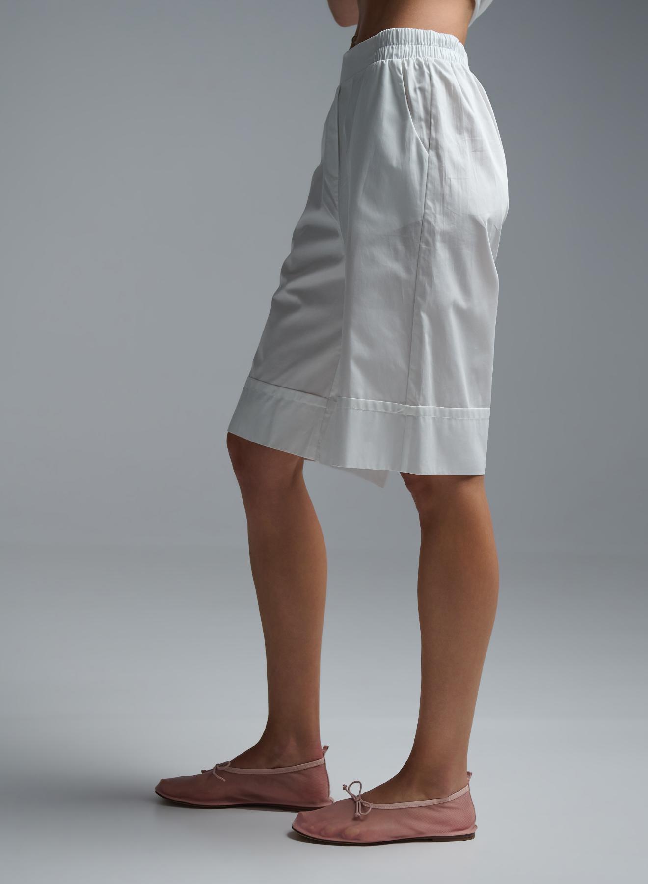 White popline Bermuda Shorts with elasticated rear waistband "MOON" Devotion Twins - 4