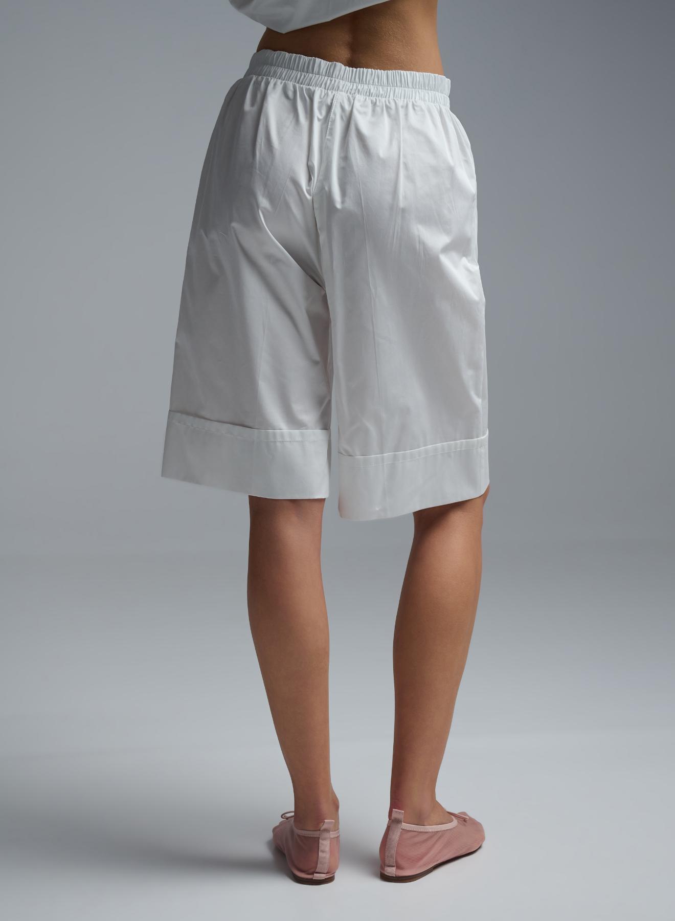 White popline Bermuda Shorts with elasticated rear waistband "MOON" Devotion Twins - 5