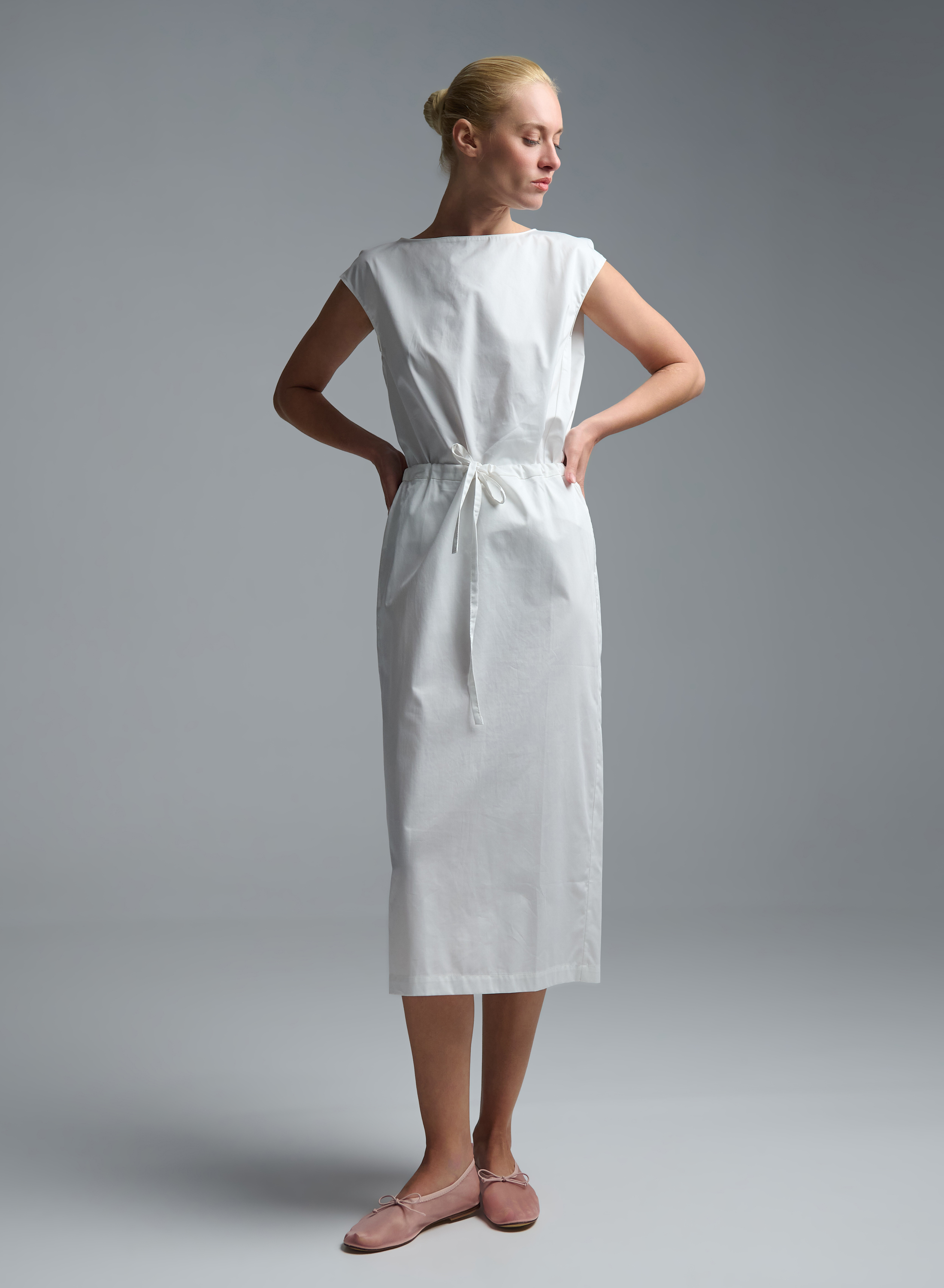 White popline Skirt with drawstring elasticated waistmand  "EVA" Devotion Twins - 2