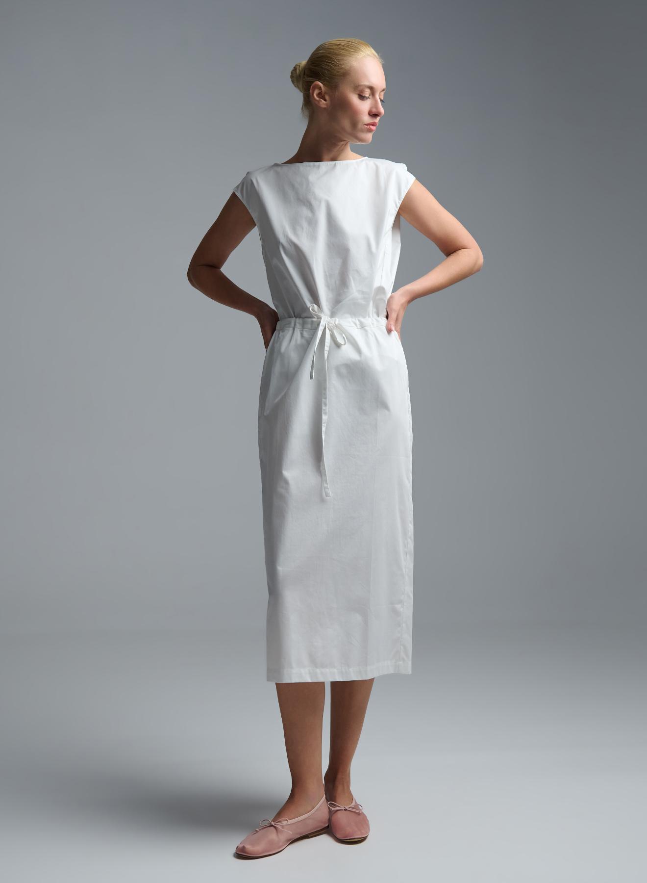 White popline Skirt with drawstring elasticated waistmand  "EVA" Devotion Twins - 3