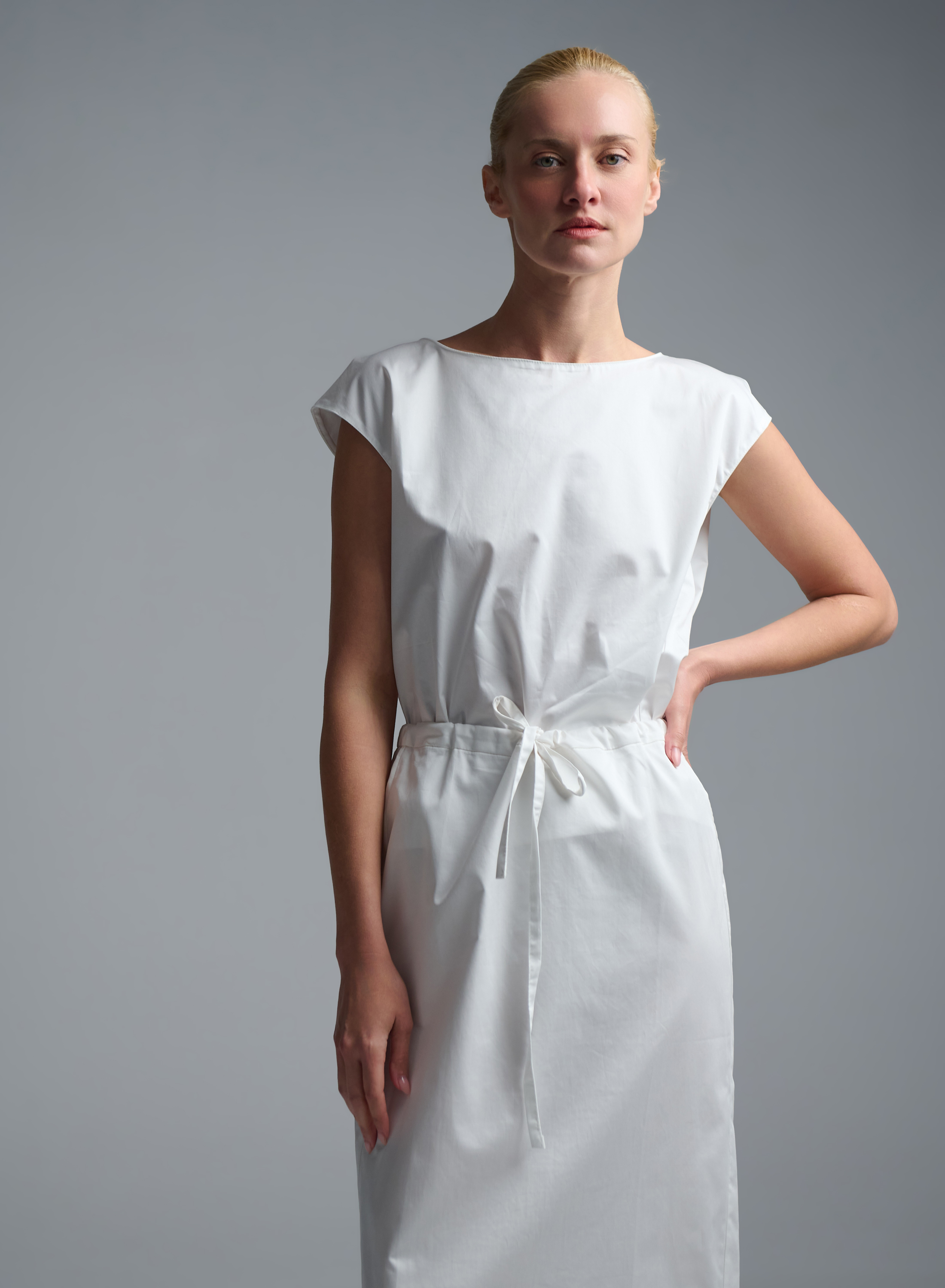 White popline Skirt with drawstring elasticated waistmand  "EVA" Devotion Twins - 1