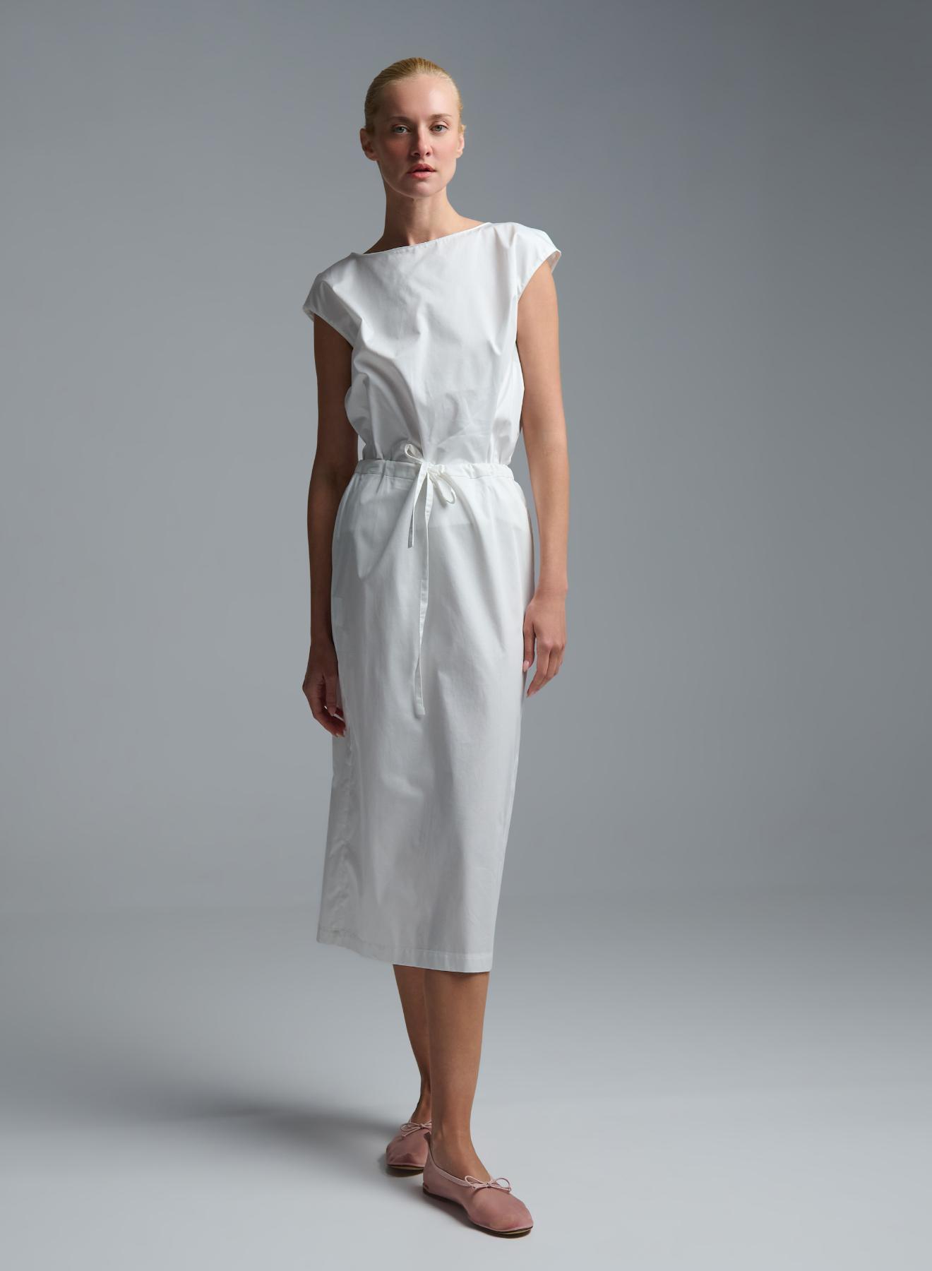 White popline Skirt with drawstring elasticated waistmand  "EVA" Devotion Twins - 1