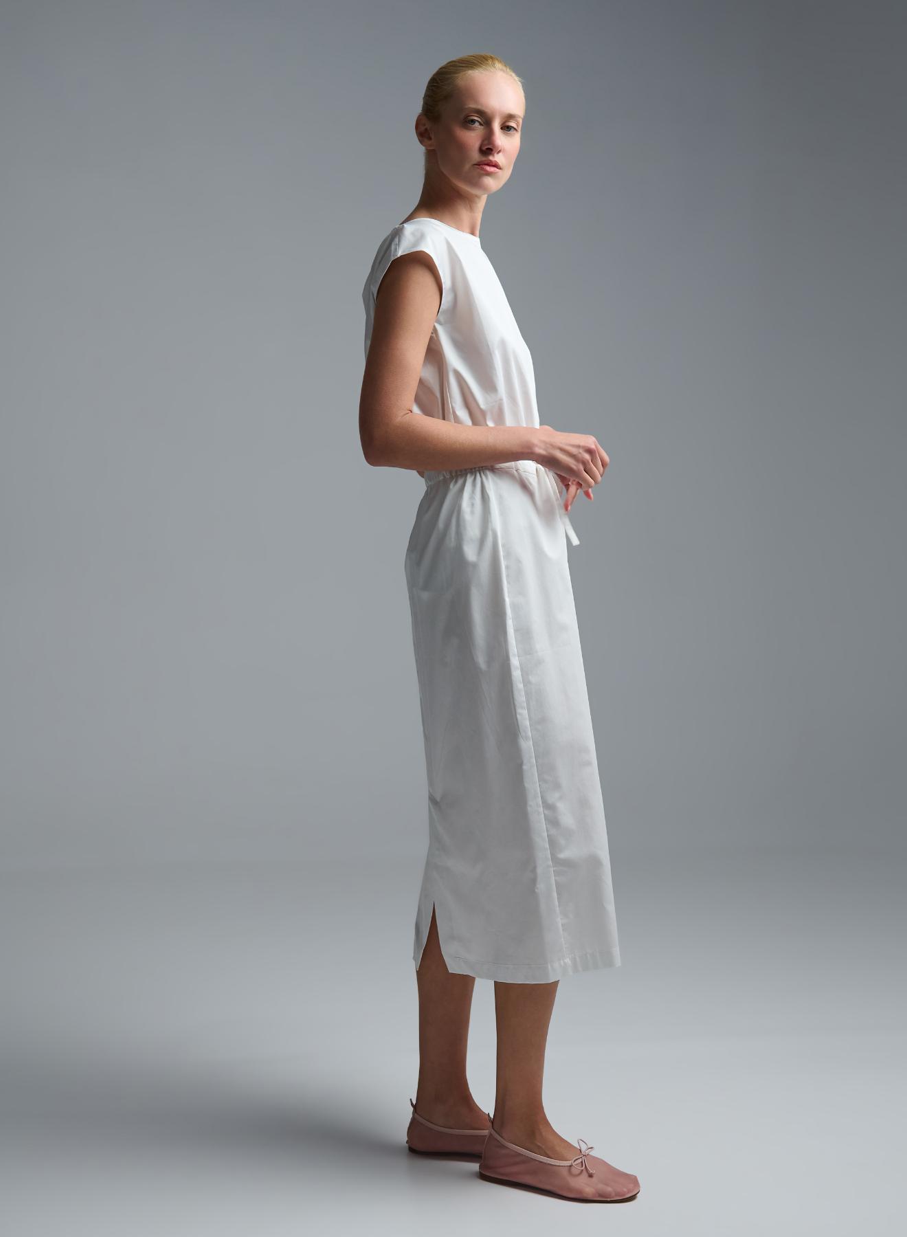 White popline Skirt with drawstring elasticated waistmand  "EVA" Devotion Twins - 4