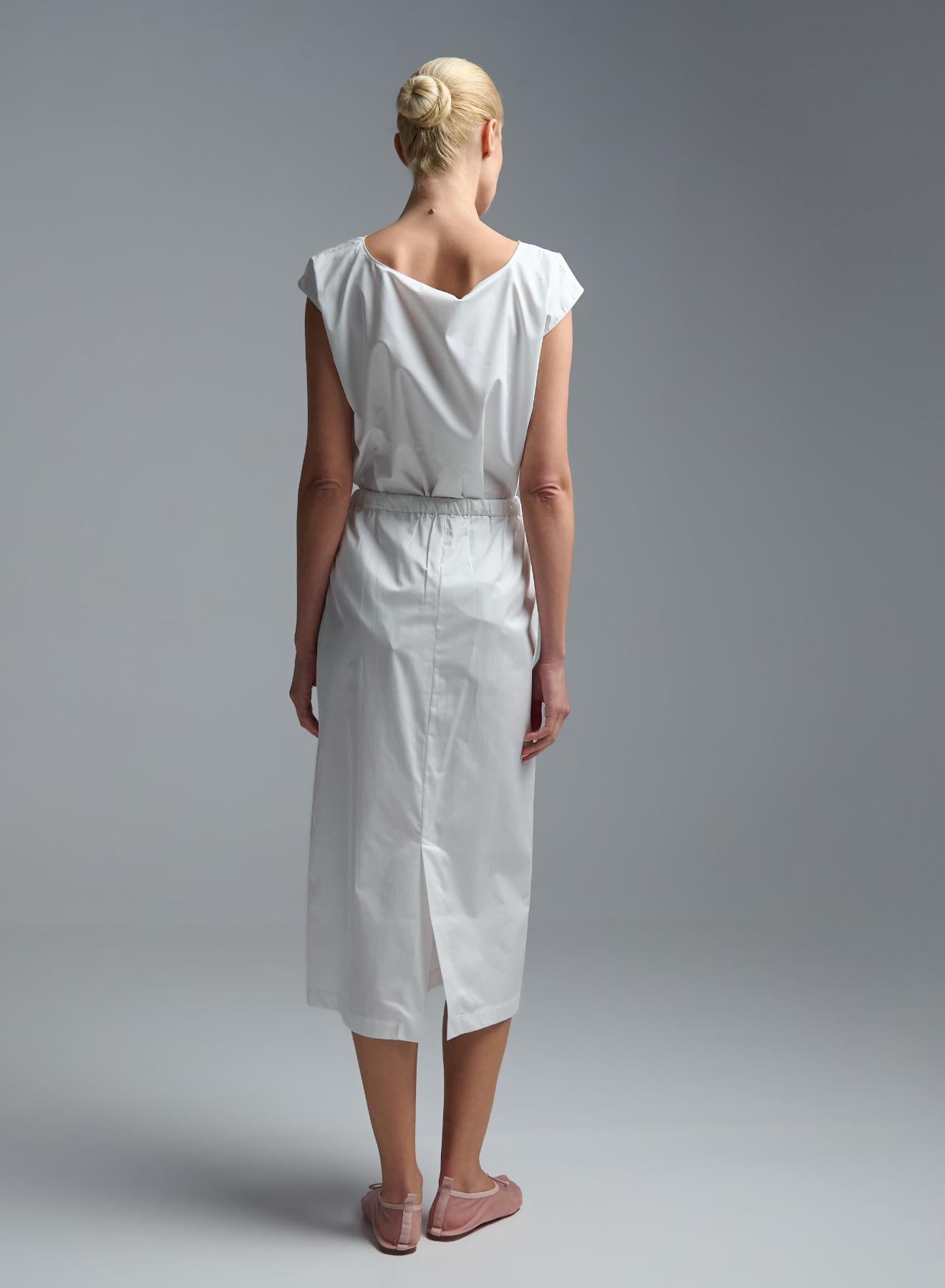 White popline Skirt with drawstring elasticated waistmand  "EVA" Devotion Twins - 5