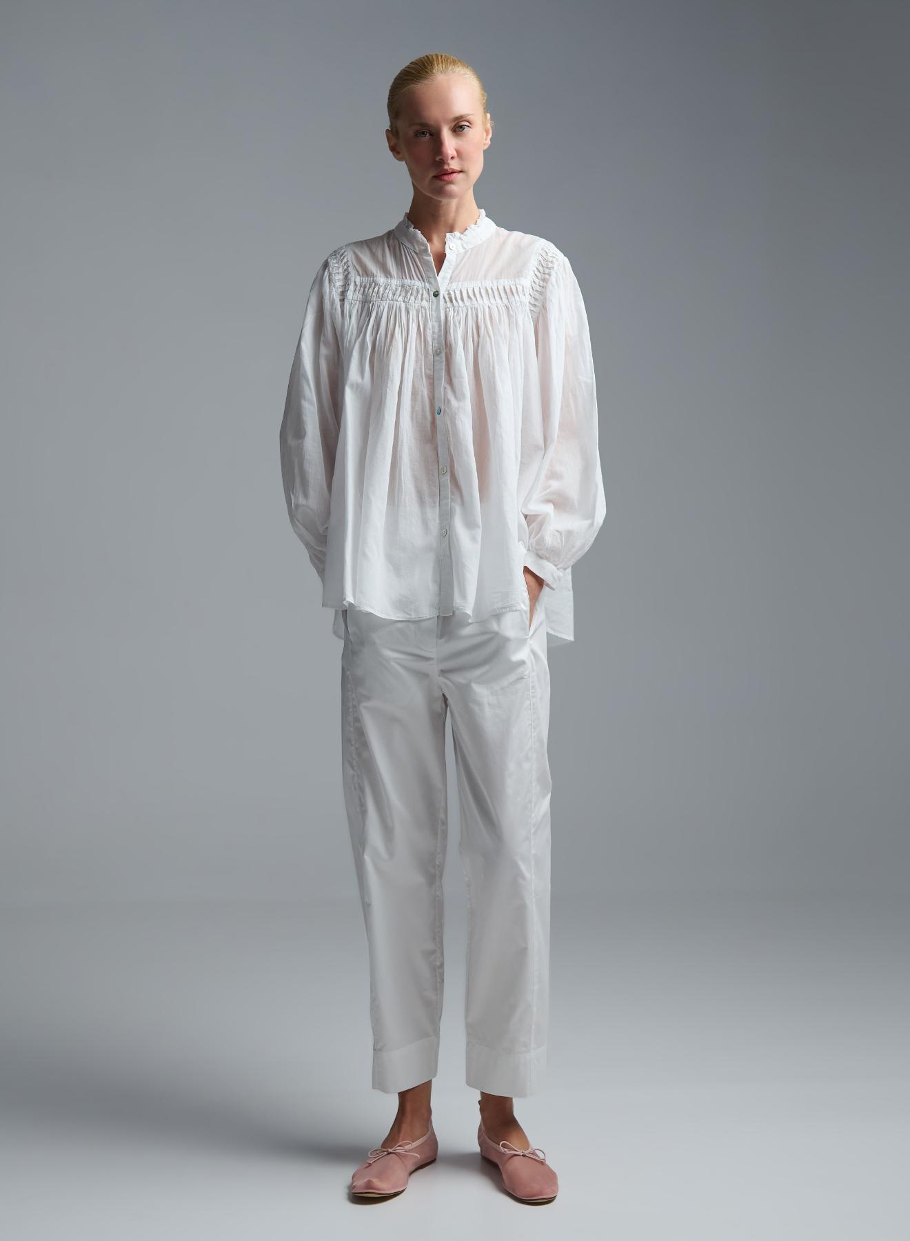 White voile Shirt with round neckline "BLOOM" Devotion Twins - 4