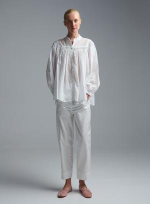 White popline Pants with elasticated waistband "CELESTINE" Devotion Twins - 61544
