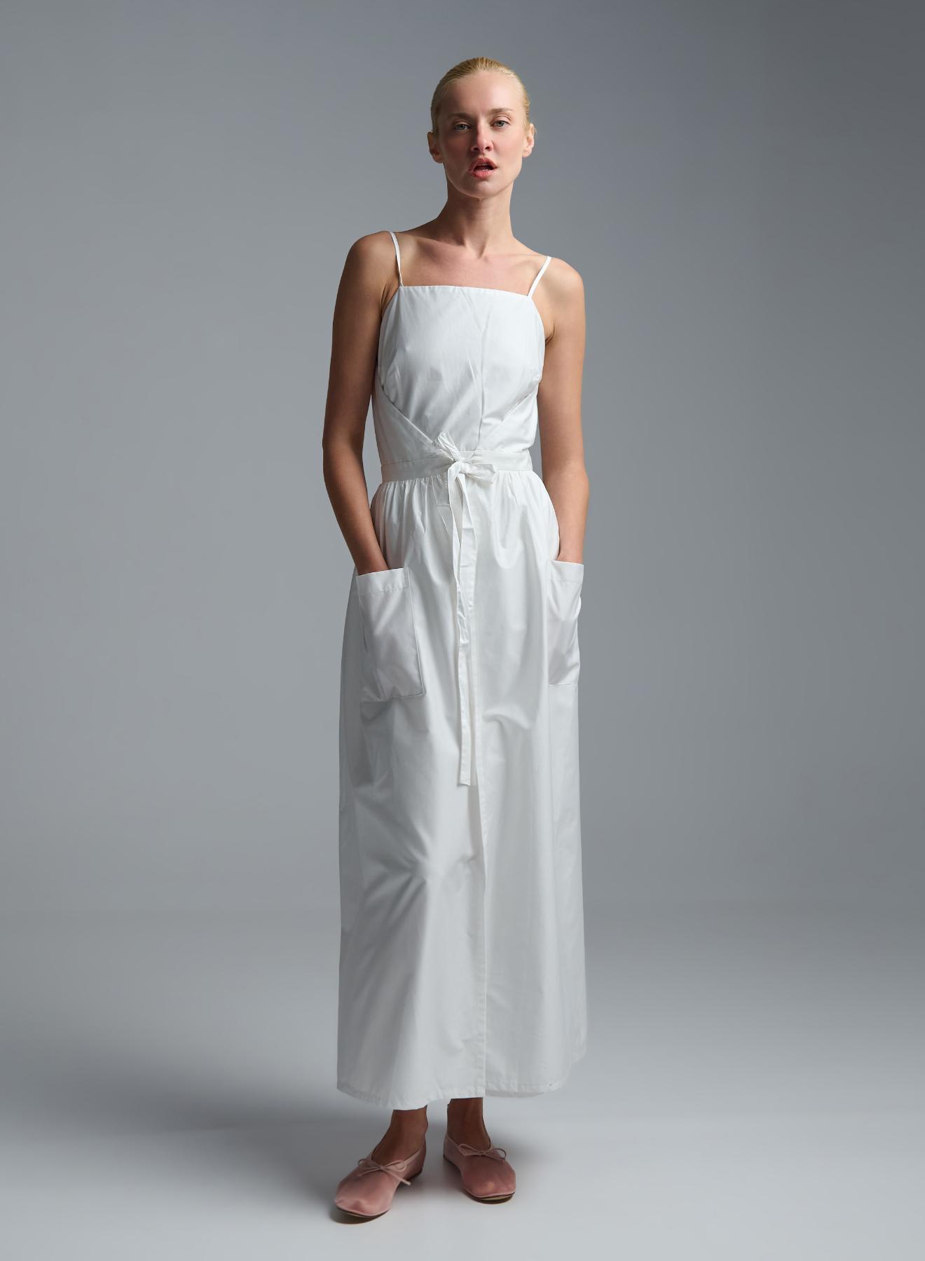 White popline two pieces Dress with straps "SOLONA" Devotion Twins - 3