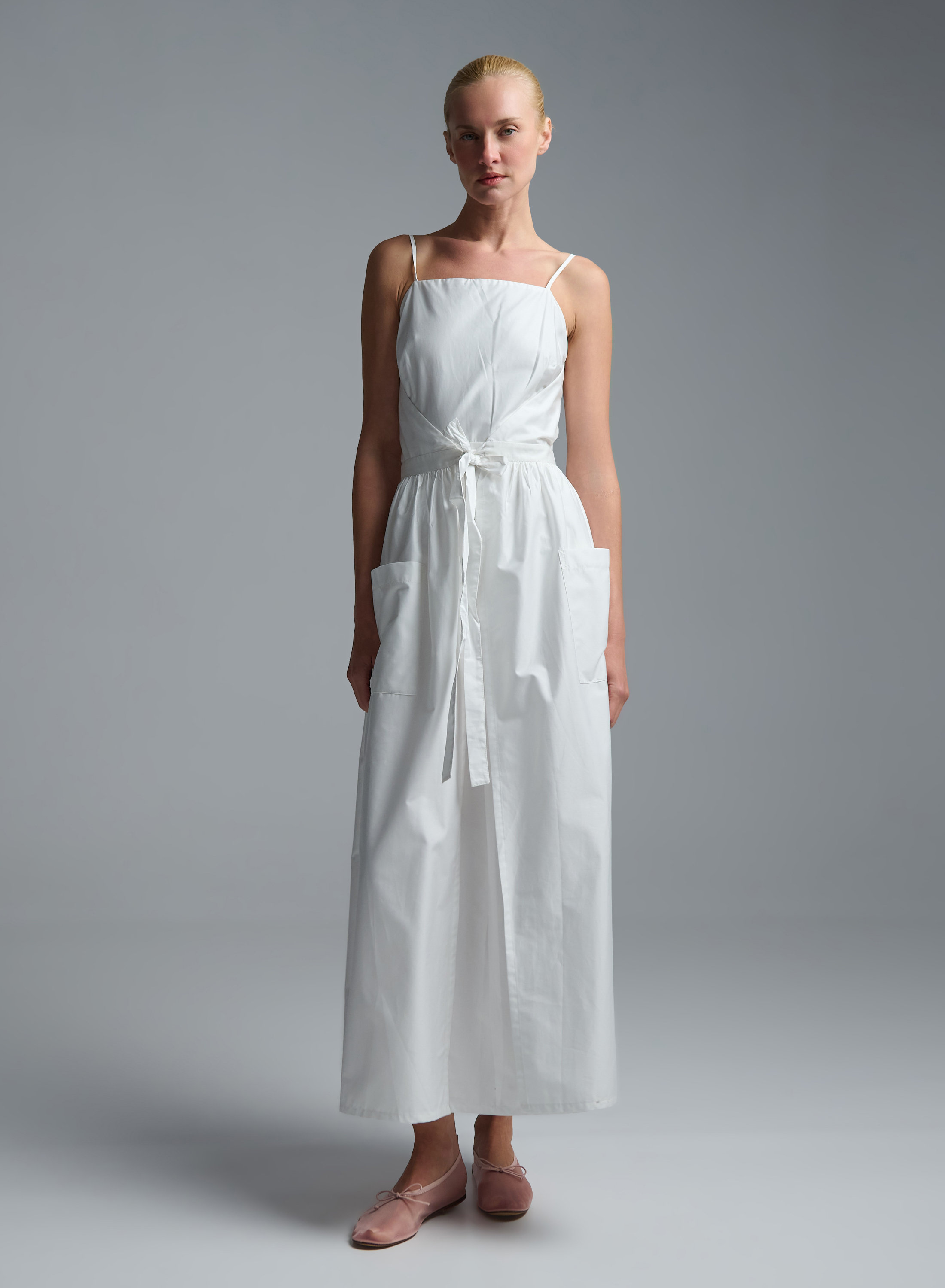 White popline two pieces Dress with straps "SOLONA" Devotion Twins - 0