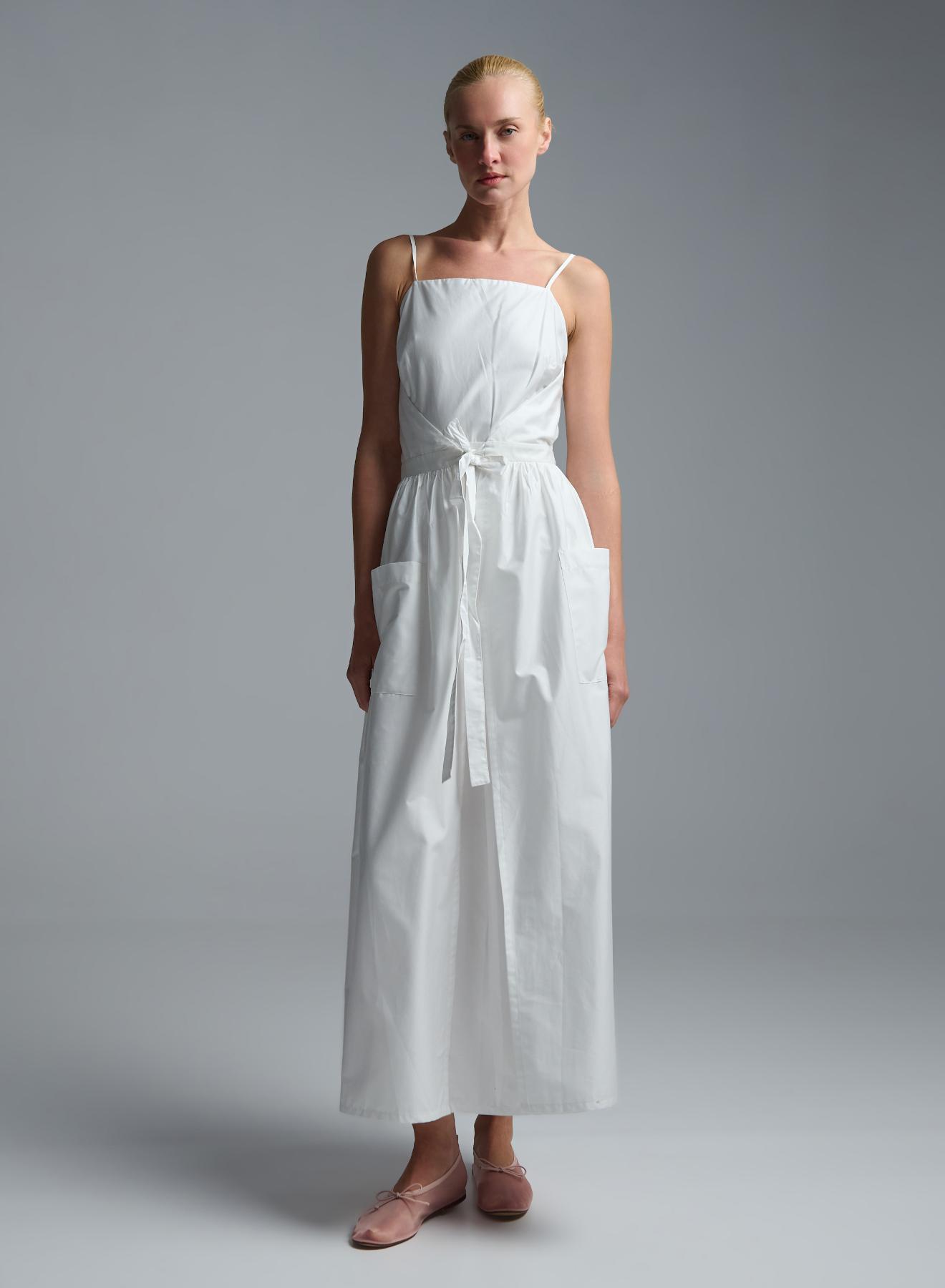 White popline two pieces Dress with straps "SOLONA" Devotion Twins - 1